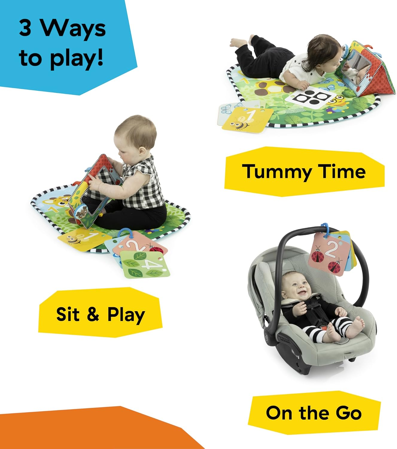 Baby Einstein Discovery Garden Tummy Time Mat & Mirror, Ages 0-6 Months, Multisensory image number 1