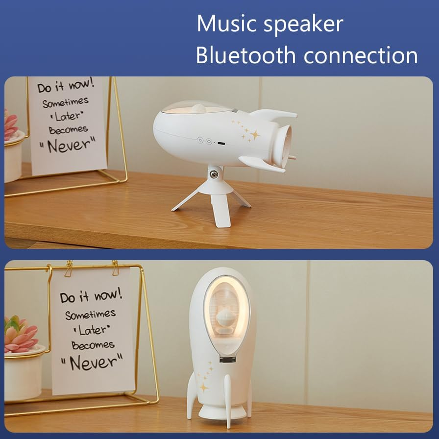 ANJOGIFT Elegant Rocket LED Night Light Music Speaker Lamp USB Type-C Rechargeable, Color Temperature and Brightness Adjustable, Two Mode Can Be Switched, Ideal Bedroom Mood Light and Gift image number 3