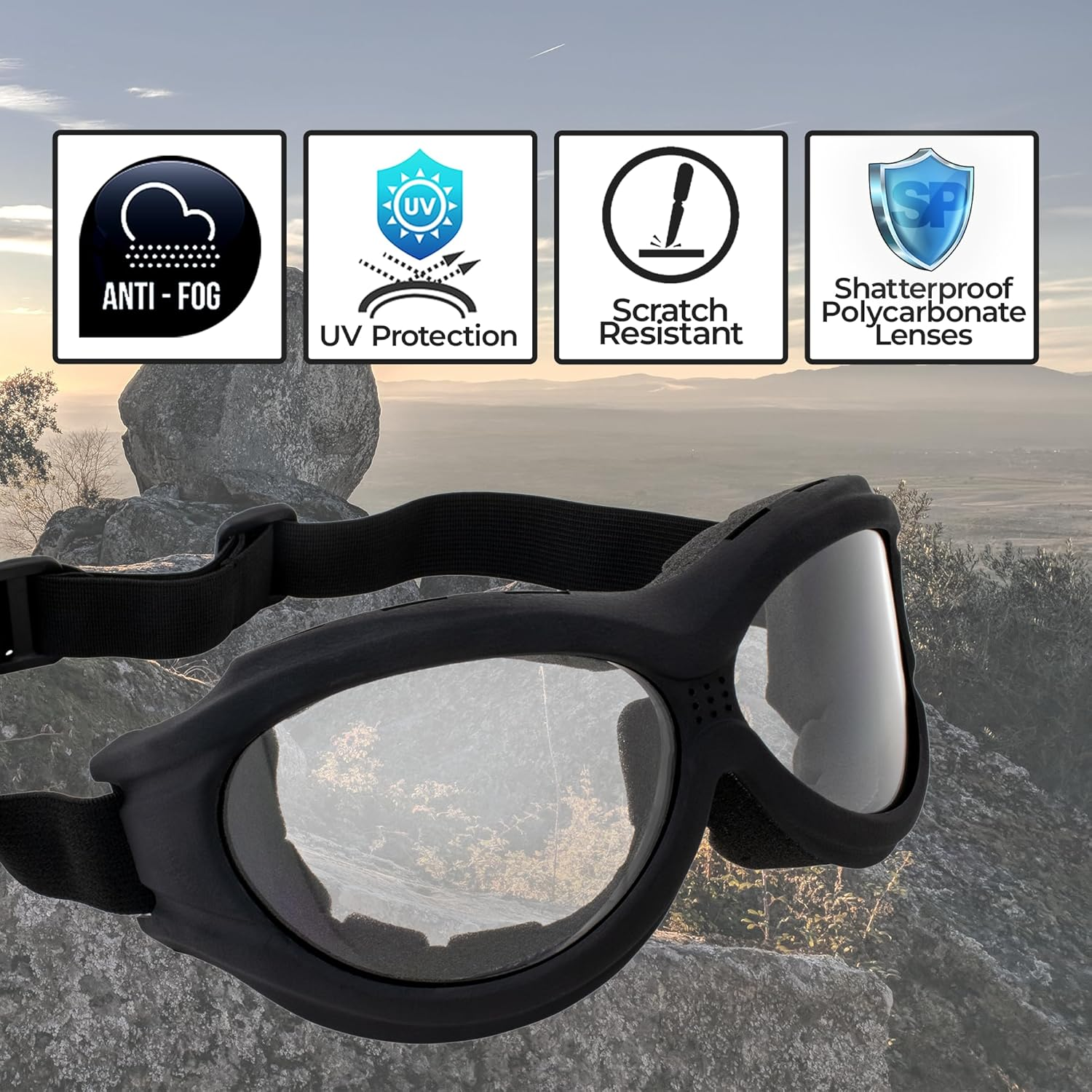 Global Vision Big Ben Goggles 2 Pairs Black Frames 1 Clear Lens 1 Smoke Lens image number 6
