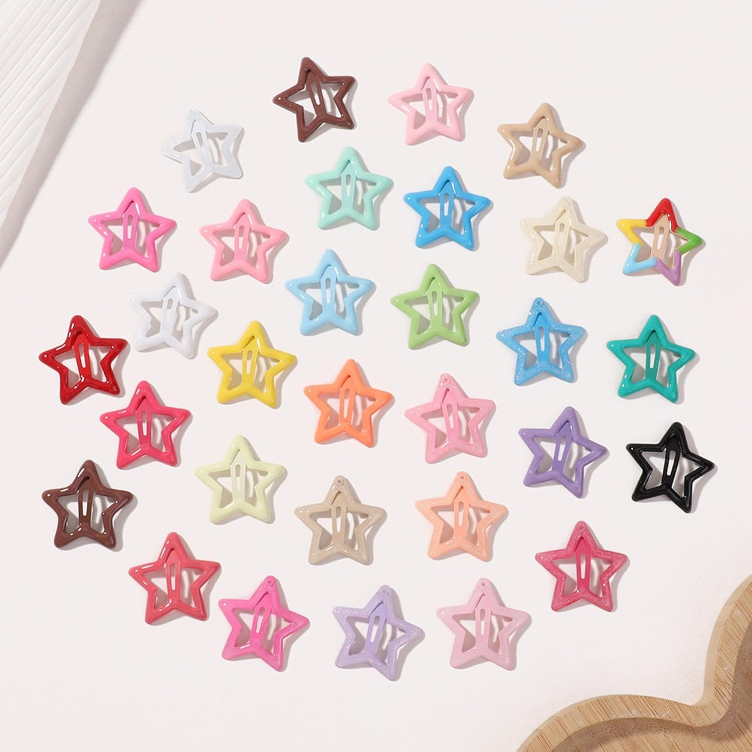 JOVALA 56PCS (28 Pairs) Star Hair Clips Colorful Metal Star Shaped Snap Hair Clips Non Slip Hair Barrettes for Kids Teens Women image number 4