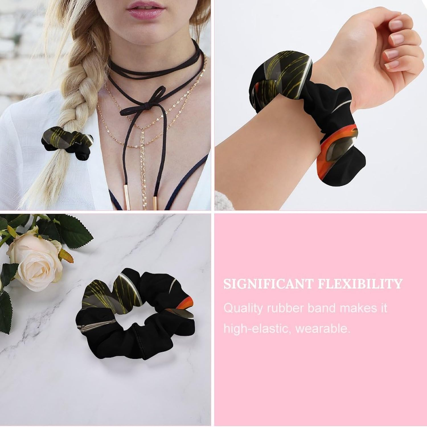 Hair Scrunchies,Fishing Lur Hair Bands,Scrunchy Hair Ties Ropes,Scrunchy Hair Ties for Women Girls Hair Accessories image number 5