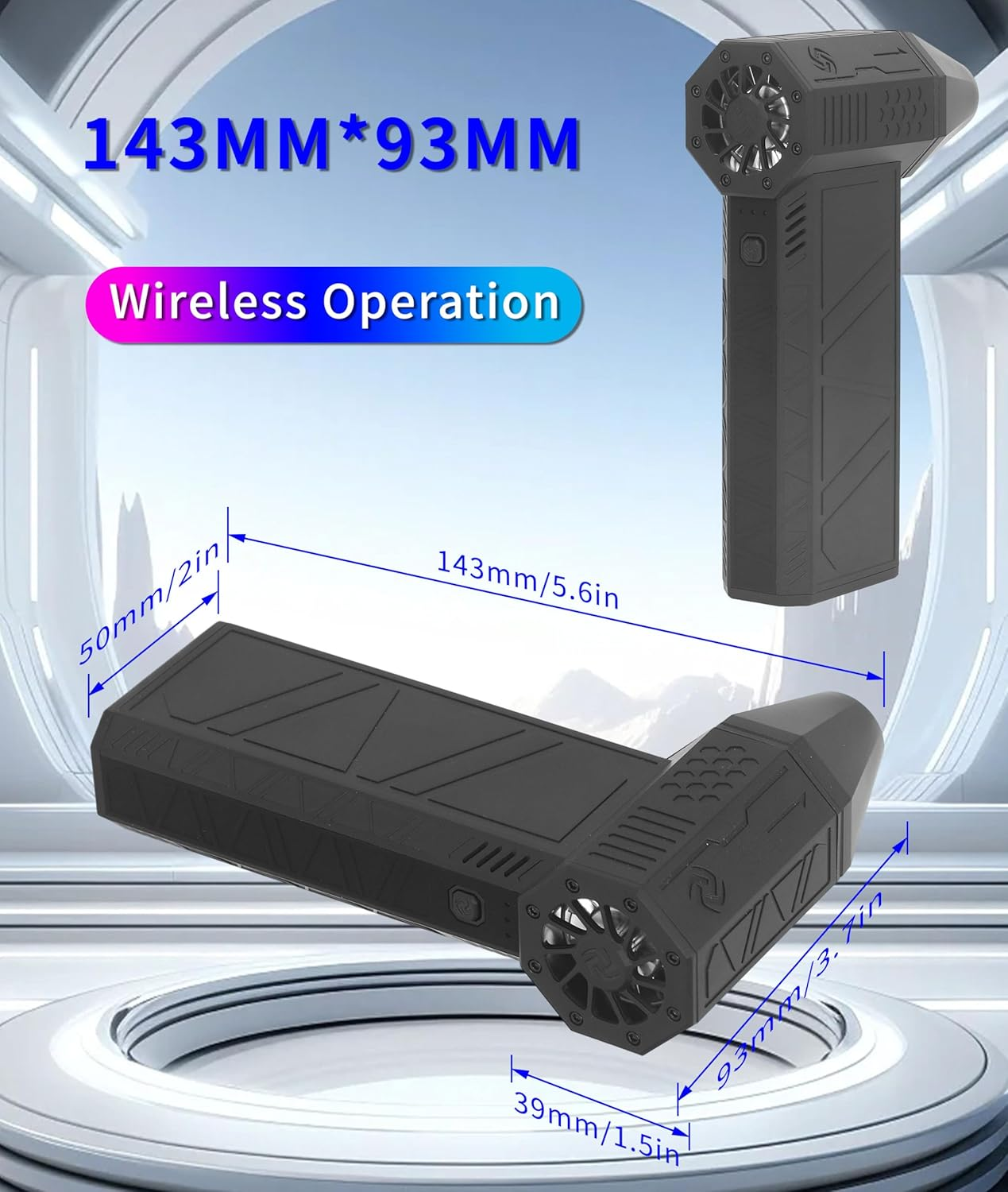 Jet Dry Mini Blower, 130000 RPM Portable Mini Jet Blower with 3 Adjustable Speeds, Type-C Rechargeable Cordless Air Blower Car Dryer for Car, Computer, Keyboard, Lens image number 3