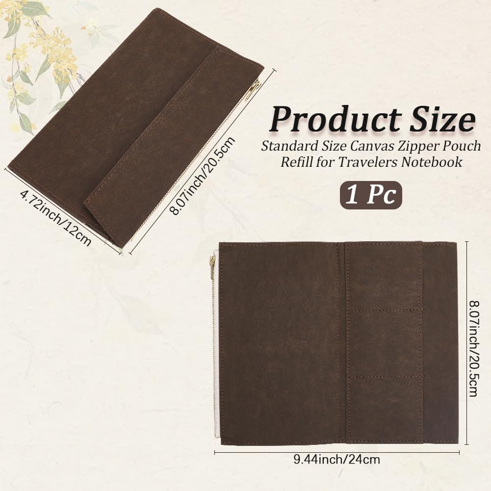 CRASPIRE File Folders Zipper Pocket 8.07X4.72In Travelers Coconut Dark Brown Notebook Planner Wallet Card Passport Holder Paper Invoice Storage Bag for Journal Cover Tn Accessories Stationery Protect image number 1