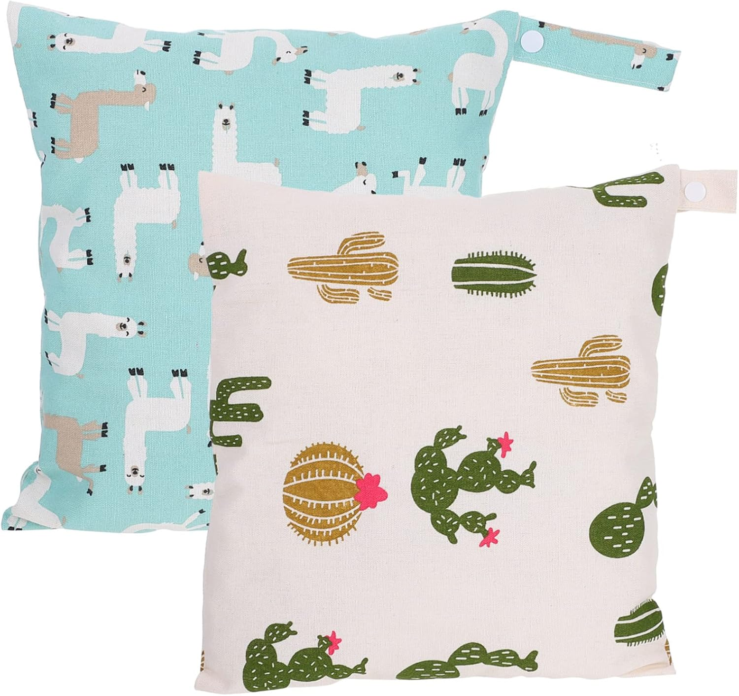 Ifundom 2Pcs Wet Dry Bags for Diapers Breast Pump Parts Stylish and Practical Storage for Pool Travel and Daycare Random Styles Cactus Alpaca image number 1