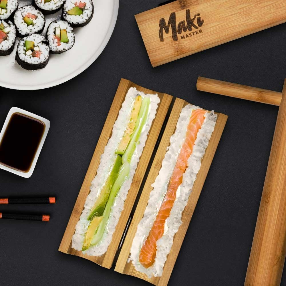 Mikamax - Maki Master Sushi Set - Sushi Maker - 100% Bamboo - Sushi Making Set - Sushi Kit image number 1