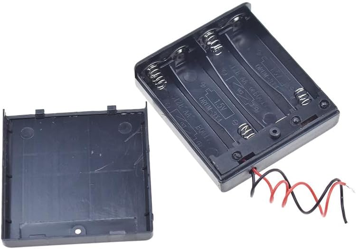 5Pcs On/Off Switch 4 X 1.5V AA Battery Case Holder Leads Black with Cap image number 4