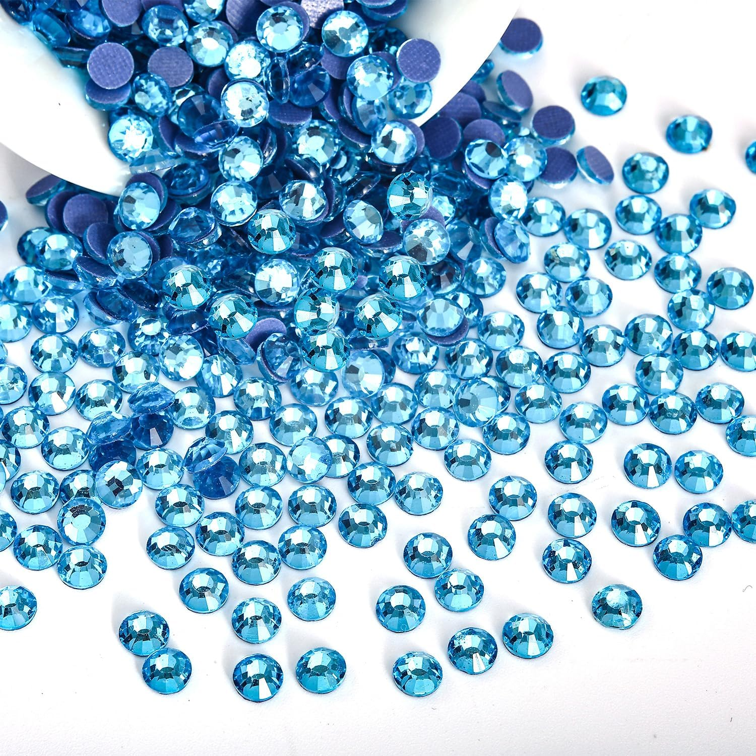 Liliume 5000Pcs Hotfix Rhinestones - 12 Colors, 6 Sizes (2Mm-4.8Mm) Glass round Crystals for Clothes, Shoes, DIY Crafts - Aquarmarine (A306) image number 3