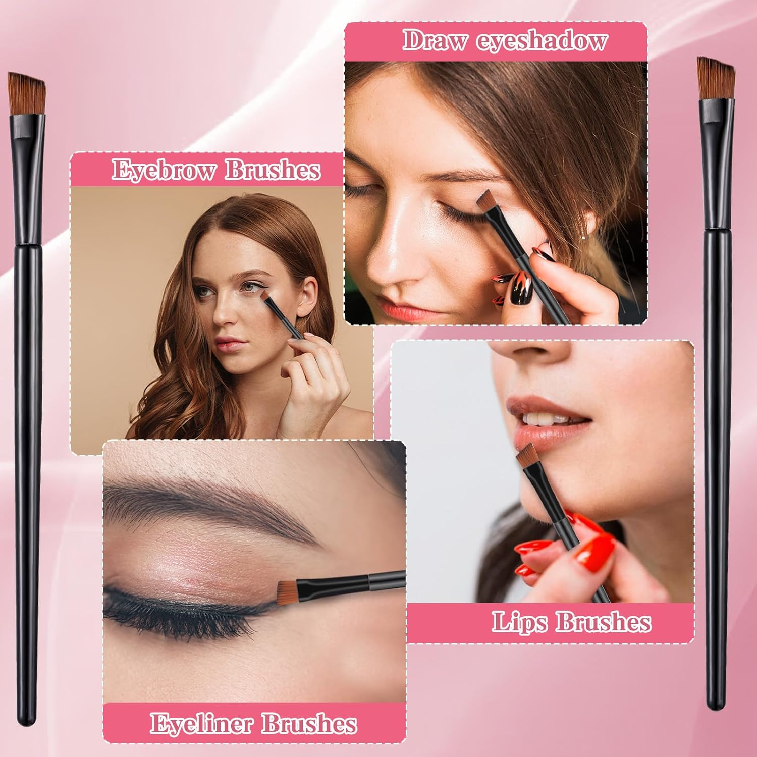 200 Pcs Angled Eyebrow Brush Bulk Disposable Brow Tint Brush Thin Brow Brushes for Eyebrows Tinting Eye Makeup Brushes for Concealer Eye Shadow Applicators Sticks Esthetician Supplies Black image number 3