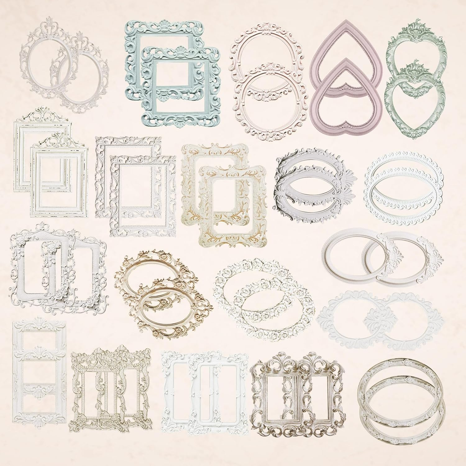 Vintage Scrapbook Frames Cutout - 40Pcs Decorative Paper Cutouts for Scrapbooking Supplies and Photo Embellishments image number 1