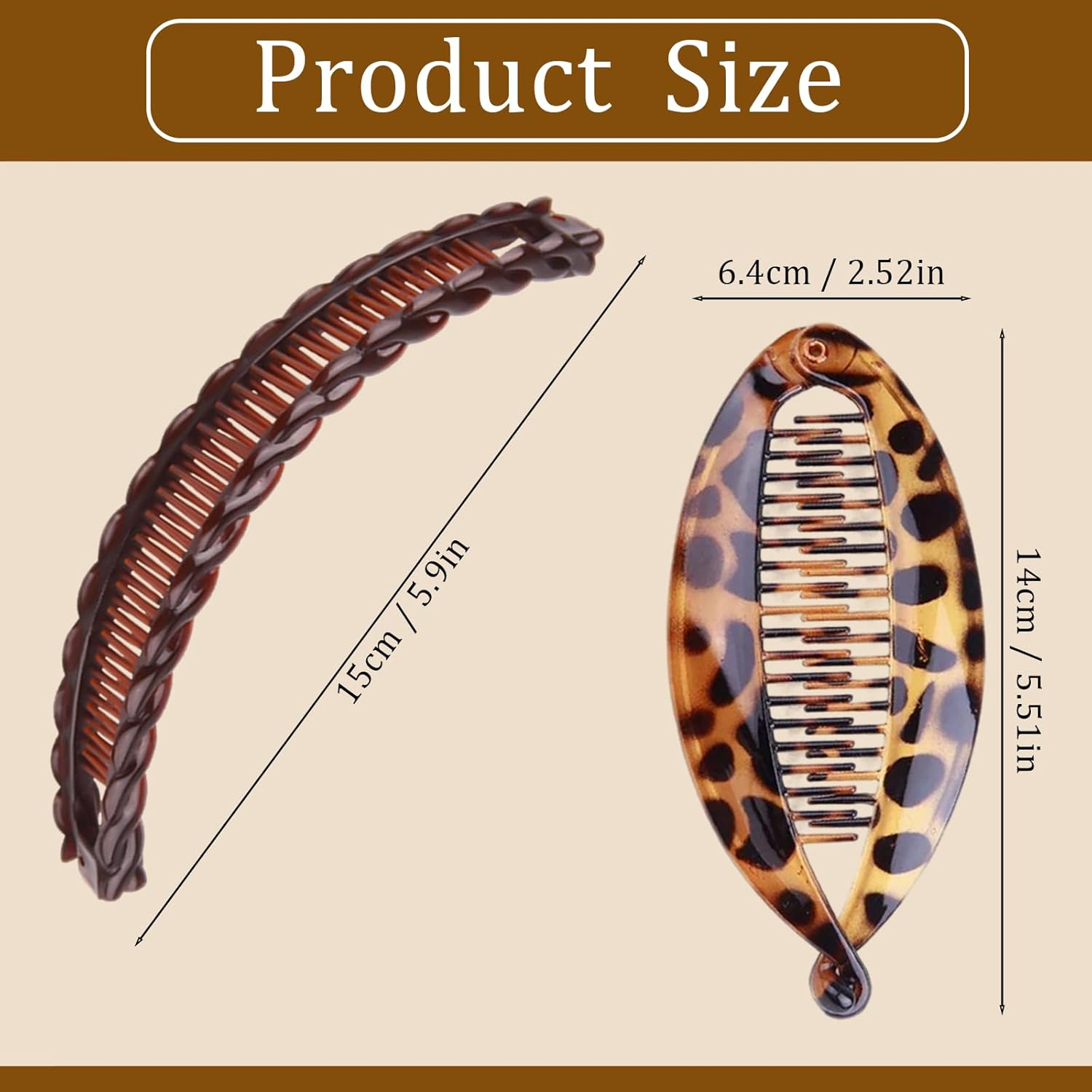 Pack of 6 Banana Clips, Banana Clip Hair, Thin Hair for Women, Long, Stylish Banana Hair Clip, Fishtail Hair Clip for Thick Hair, Elegant Hair Accessories image number 6