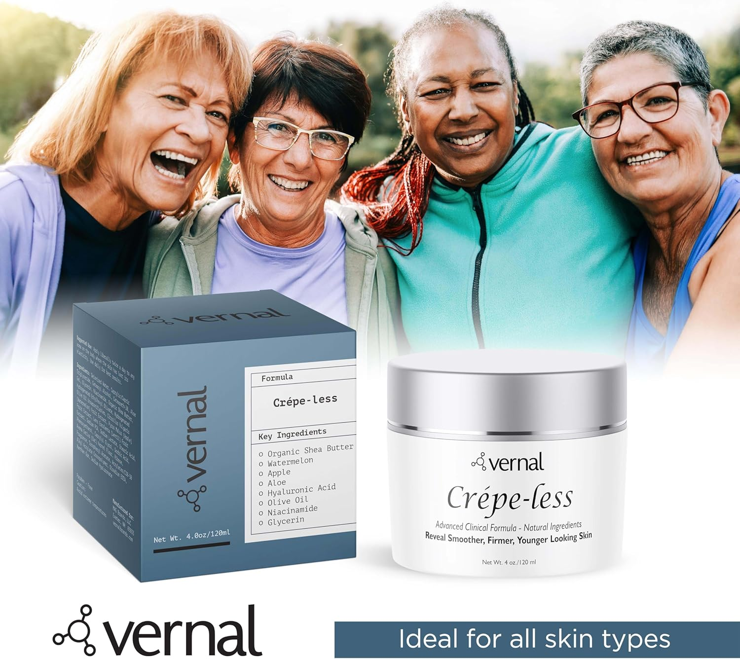 Crepe-Less Skin Firming Cream to Repair Crepey Arms and Neck. Best Tightening Cream to Erase Crepy Skin on Arms, Neck and Body. Best Moisturiser to Treat Saggy, Crepe Skin. Made in USA image number 3