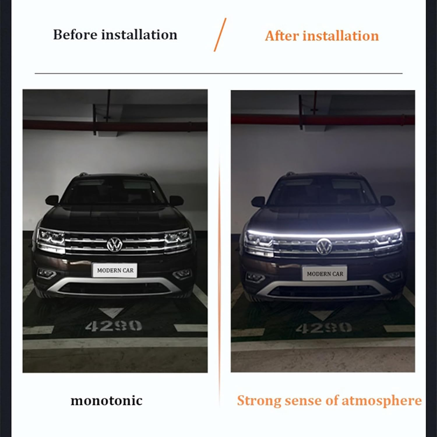 Car Hood Light Strip, 1.2/1.8 Meters White Waterproof 12V Universal Dynamic Scan Start up Hoodbeam Kit Flexible Exterior LED Strip Lights Daytime Running Light Strip for Cars Suvs Truck (1.8 Meters) image number 2