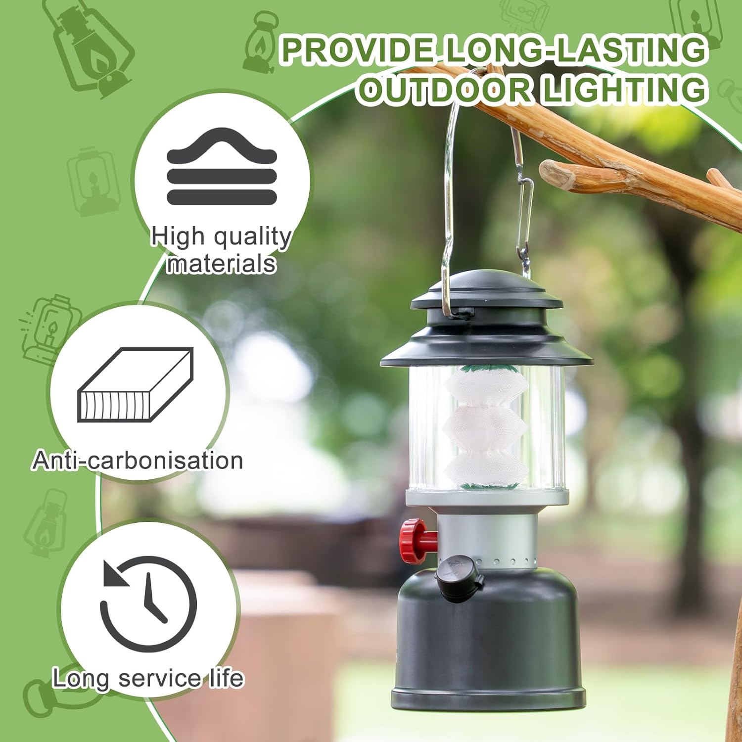 QINLECTRI 12 Pack Lantern Mantles Gas Lantern Mantles 3-Layer Gas Mantles Accordion Shape #95 Insta-Clip image number 3