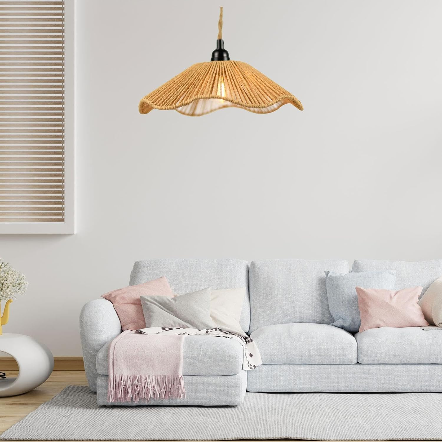 ＡＷＨＡＯ Woven Lamp Shade, Pendant Light Shade,Chandelier Covers Shades,Ceiling Lantern Cover, for Table Lamp, Yellow image number 1