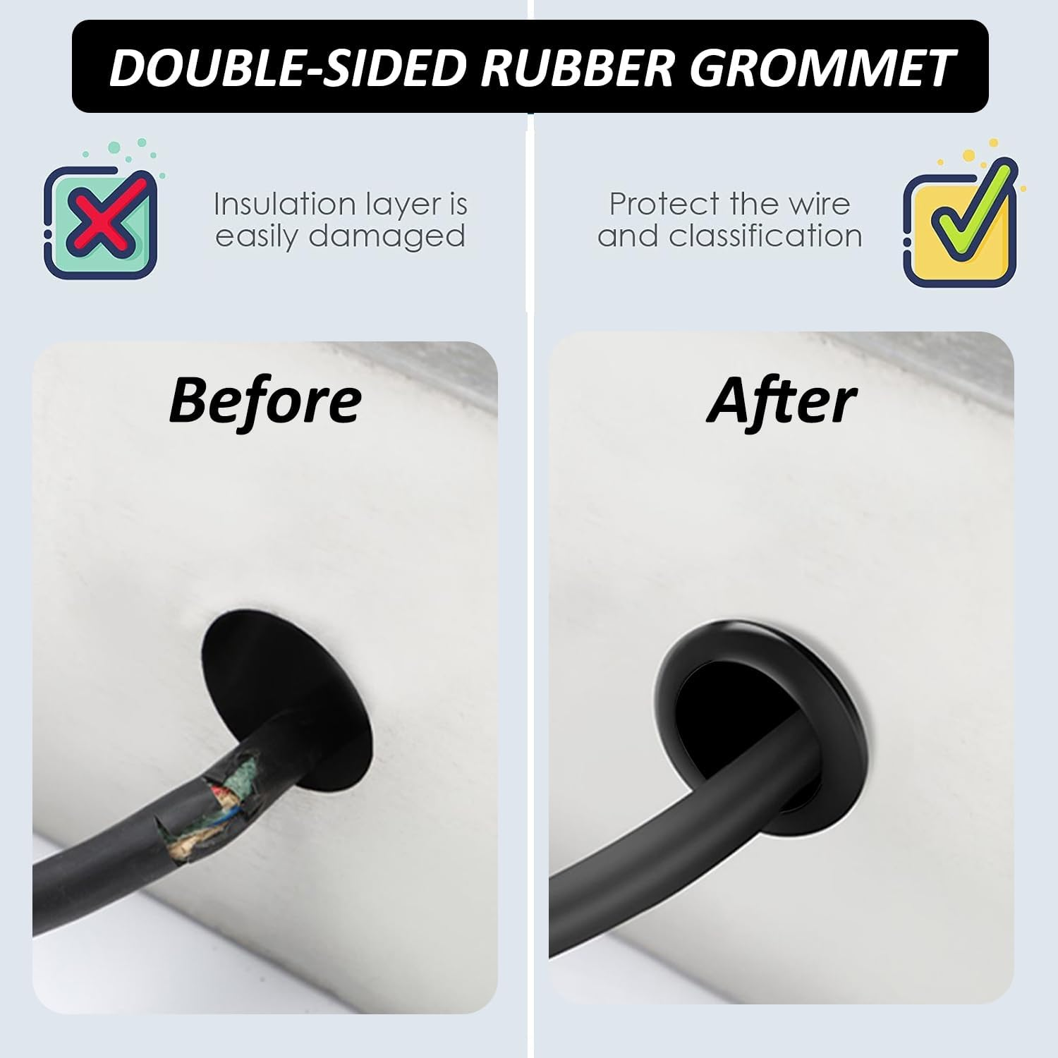 170PCS Rubber Grommet Kit - Closed Rubber Hole Plugs, Firewall Grommets for Automotive Wiring Protection - Drill Hole Sizes M7.14 to M25.4 image number 2