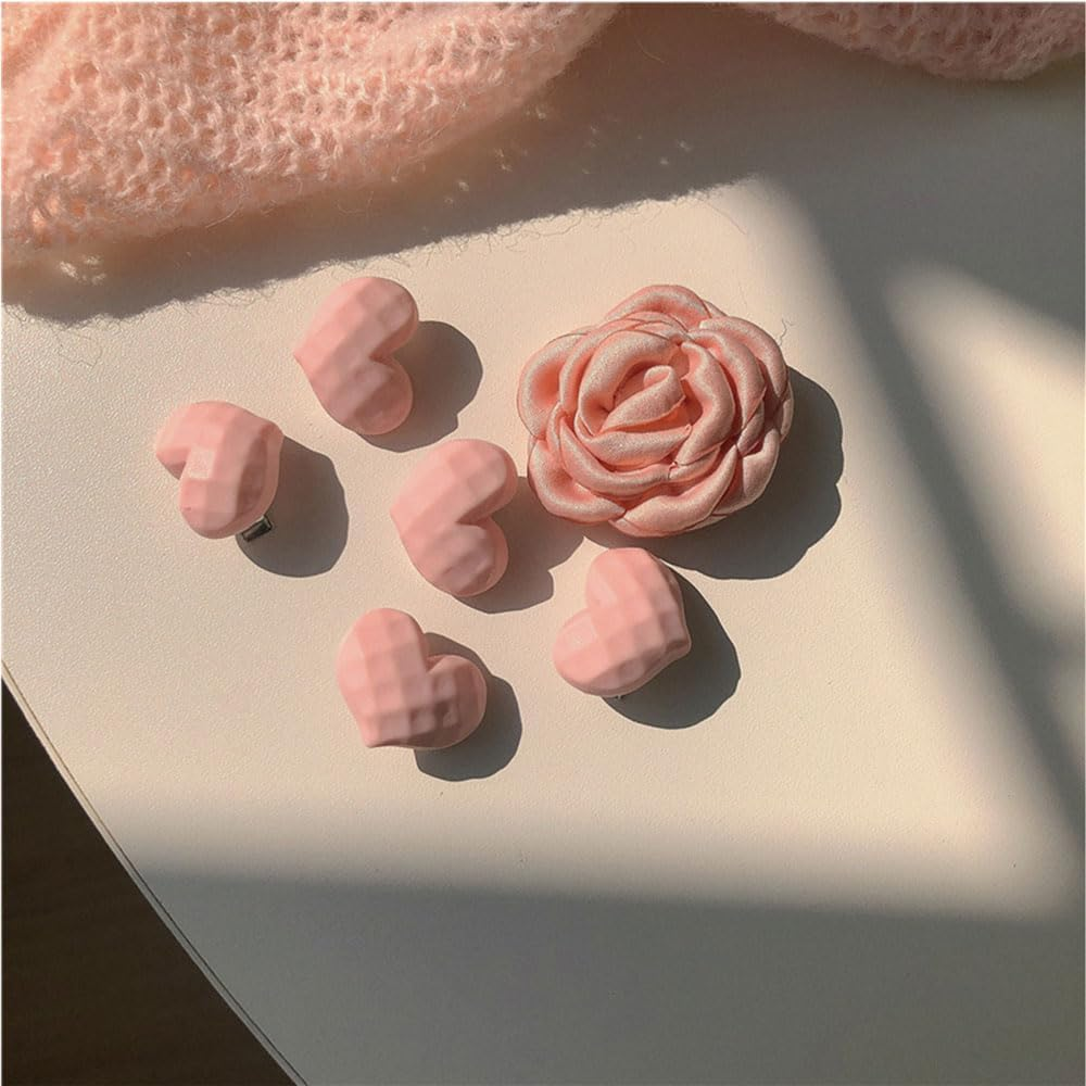 Pink Hair Accessories for Girls Decorative Hair Clip Set Heart Flower Hair Clips Wedding Barrettes for Women'S Hair Decorations Alligator Clips for Hair Barrettes for Women 6Pcs image number 1