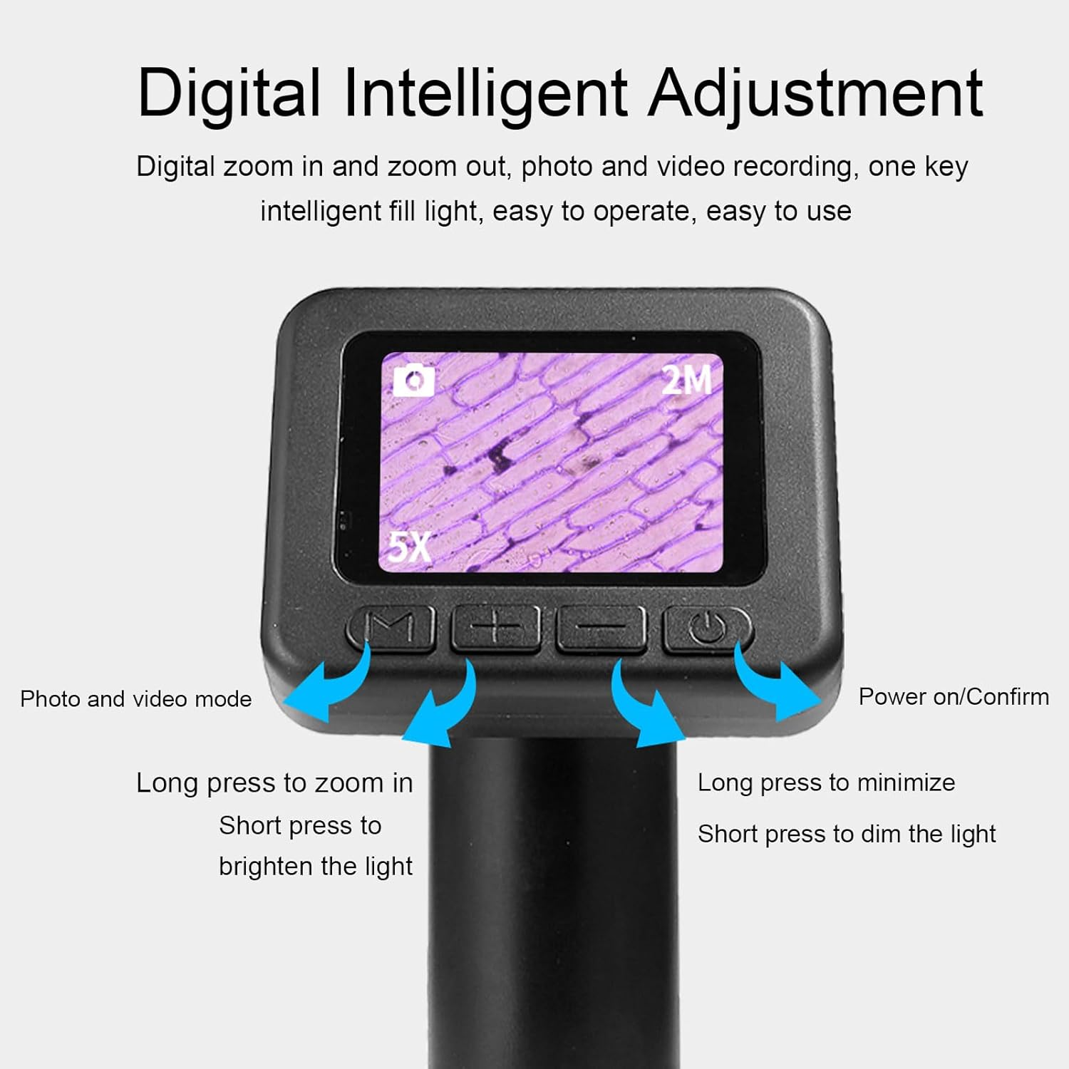 XUMIUZIY Portable Digital Microscope, 50X-1000X Magnification Handheld Microscopes with 2 Inch LCD Screen, 8 Adjustable LED Lights, USB Microscope Camera for Kids & Adults image number 6