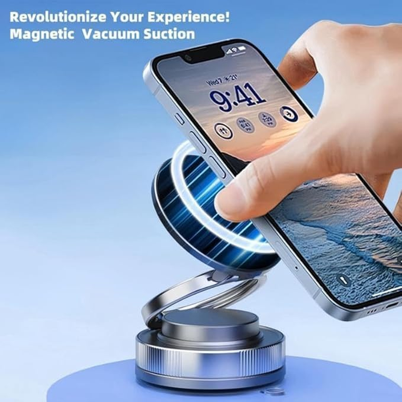 Gadget Garage Magnetic Phone Holder &ndash; 360&deg; Adjustable, Vacuum Suction Mount, Dual-Axis Rotation, Universal Compatibility (Black) image number 3