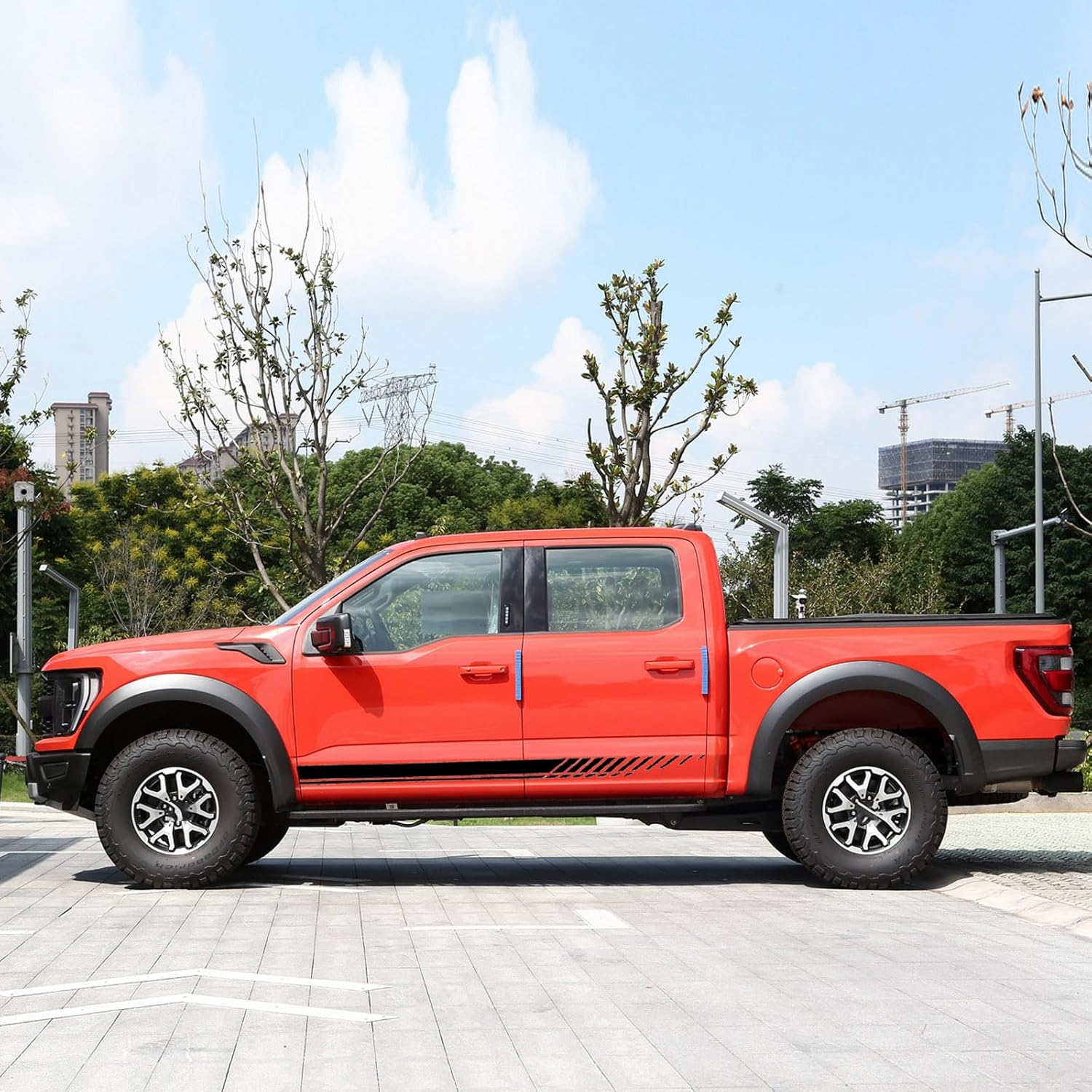 Ramuel Car Stickers Decorations Auto Racing Body Side Stripes Vinyl Modified Stripe Decal Decoration 2PCS for All Cars SUV Truck Off-Road Vehicles Universal Stickers Accessories image number 3