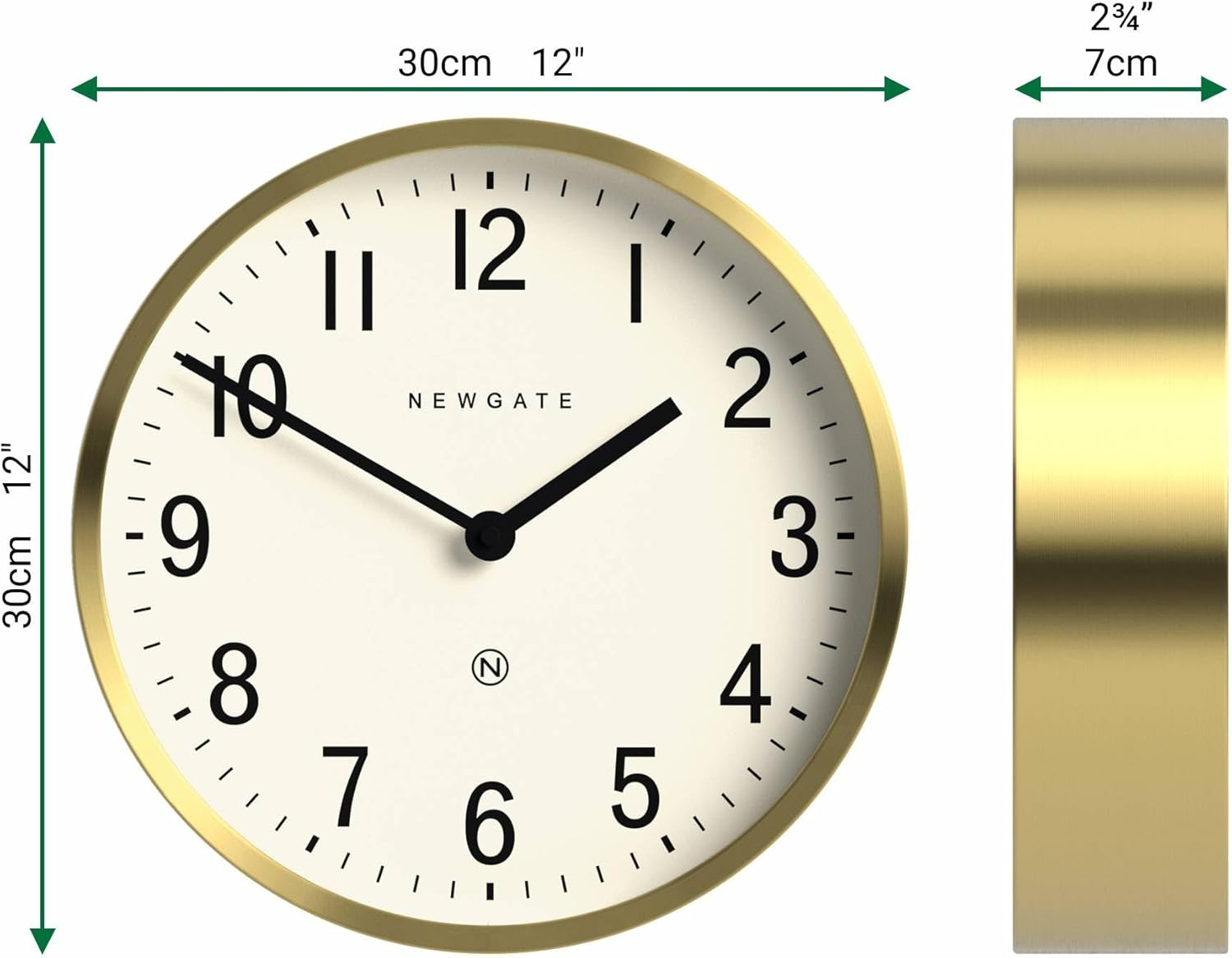 NEWGATE&reg; Master Edwards Wall Clock - Kitchen, Living Room, Office - Round, Retro, Designer - Stylish Home D&eacute;cor Mid-Century Modern (Gold) image number 6