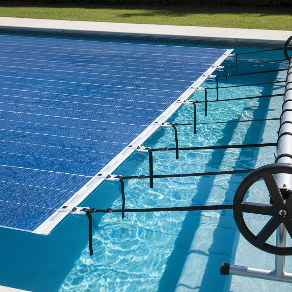 Pool Cover Roller Attachment Straps Kit with Nylon Straps and Metal Buckles Clips for Most Pool Covers & Reel Accessories for Home Office Travel Use - Kivano image number 2