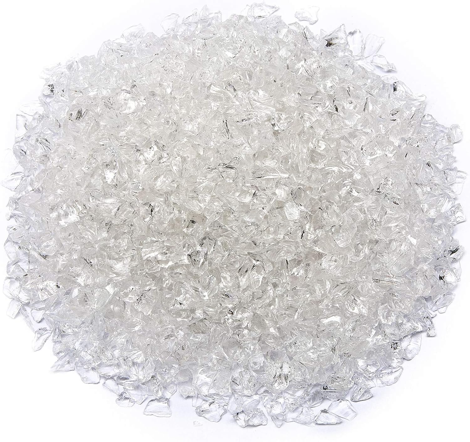 TWINKLING High Luster Fire Glass Gravel Stone Glitter,Broken Glass,Fire Gems Chips,Crushed Glass for Fire Pit Crafts Resin Art Aquarium Garden Decoration,3-6Mm,1-Pound Jar (Crystal/Transparent) - Crystal/Transparent image number 3