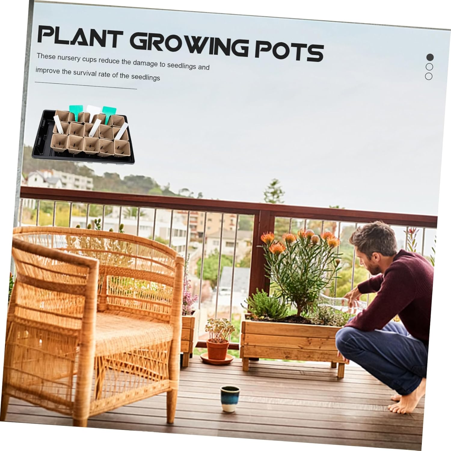 MERRYHAPY Plant Nursery Pots Set Plastic Seedling Trays for Gardening 10-Pack Growing Containers Humidity Dome for Indoor and Outdoor Plant Propagation image number 3