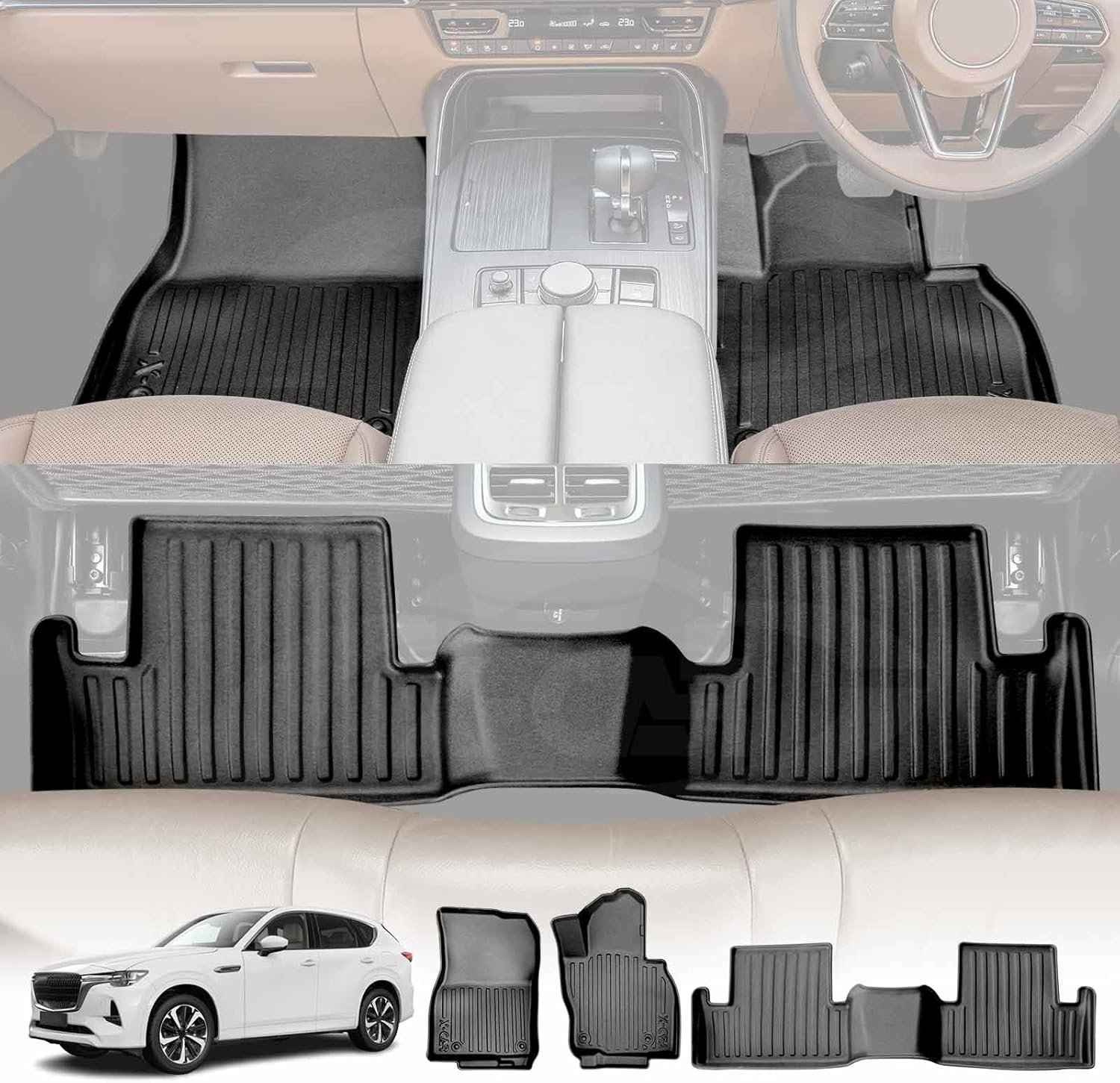 X-CAR 3D Floor Mats for Mazda CX-60 CX60 2023-2025 Heavy Duty All-Weather Carpet Liners image number 2