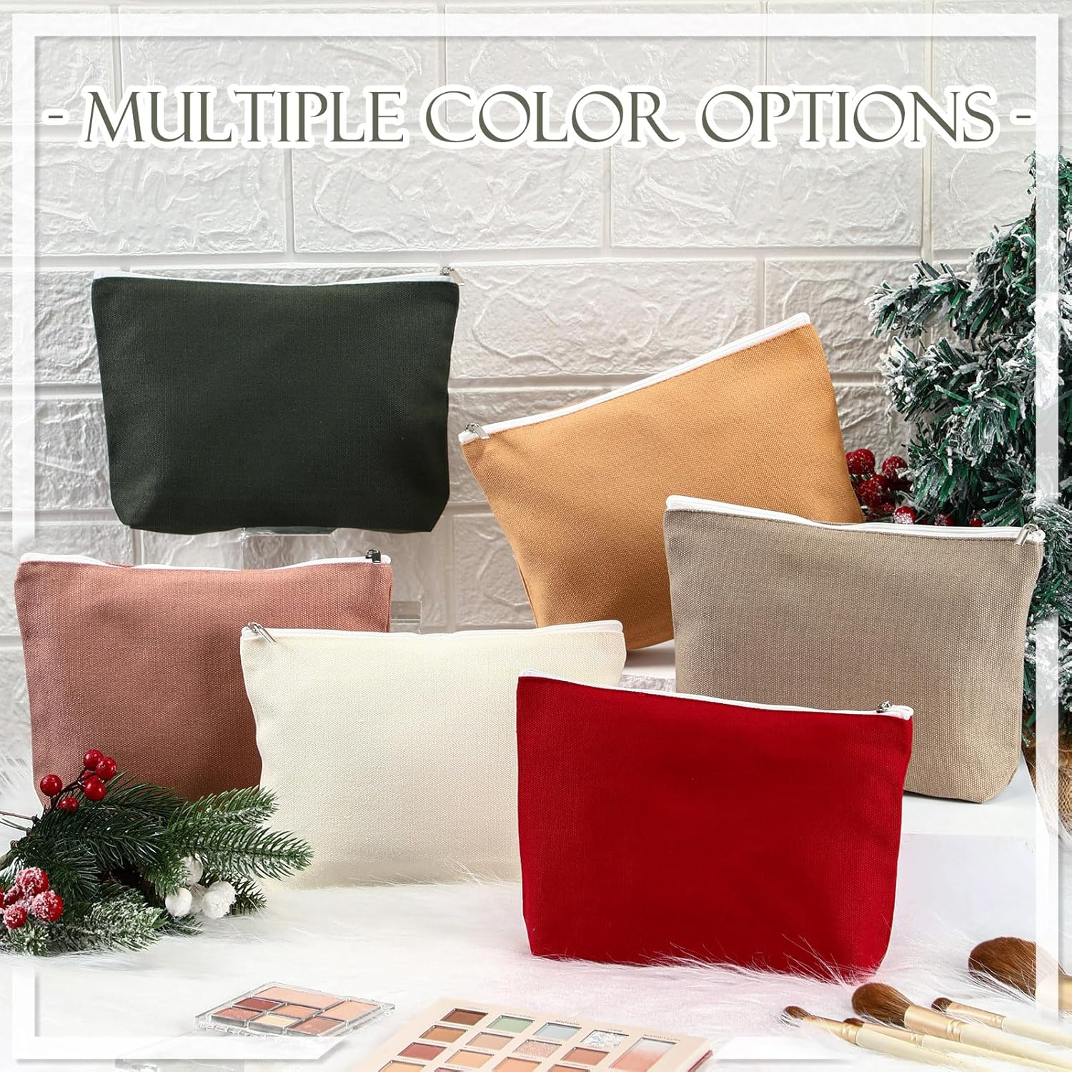 Reginary 10 Pcs Valentines Canvas Makeup Bags Bulk for Women Travel Toiletry Cosmetics Bags Blank DIY Pencil Pouch, Gift for Valentines Patrick'S Day Wedding Bridal Shower Coworker(Macaron Color) - Macaron Color image number 2