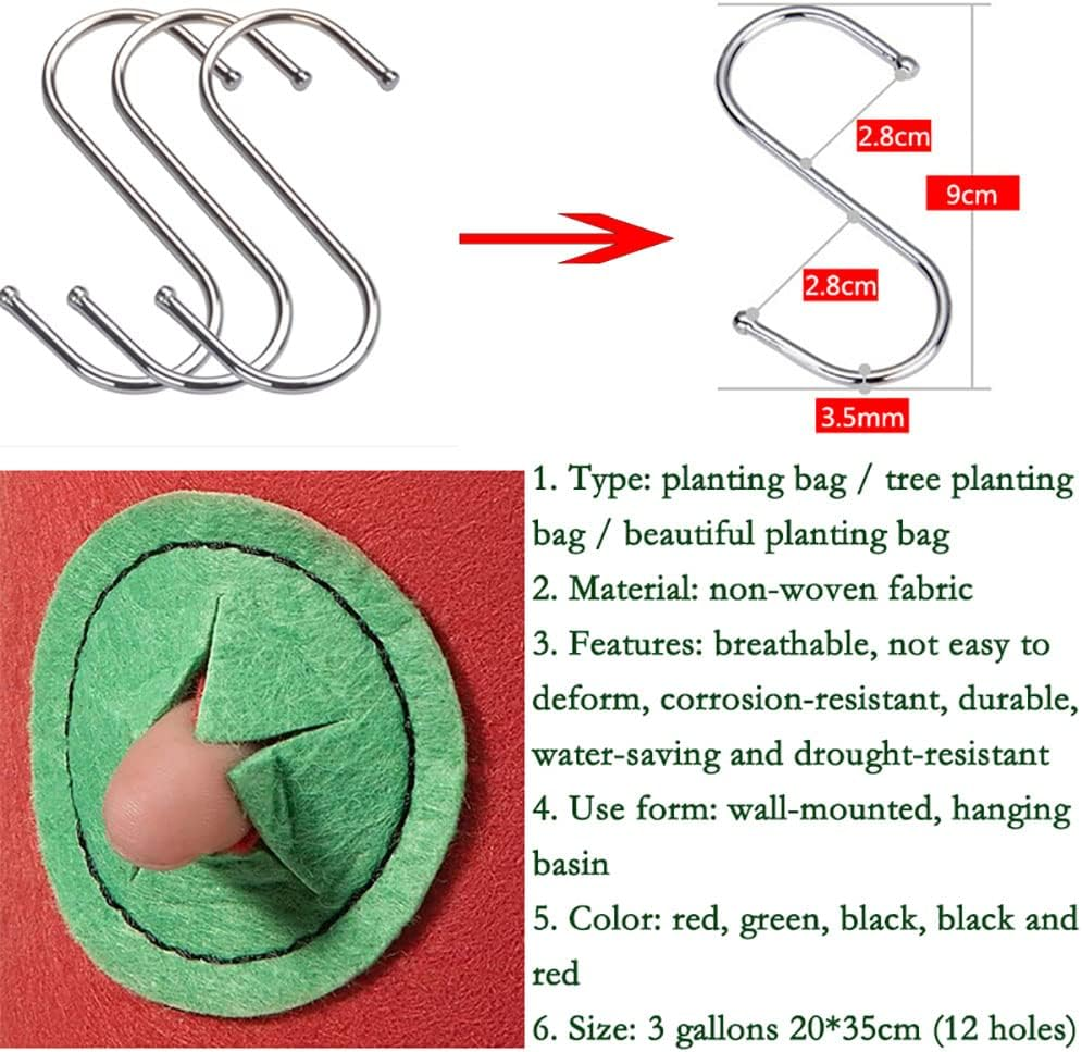 4 Pcs Upside down Strawberry Planter 3 Gallon Hanging Strawberry Planter Bags and 4 Hooks, Sturdy Hanging Handle Thickened Breathable Felt Cloth for Herb Tomato Hot Peppers Vegetables (4Pcs 3Gal) image number 2