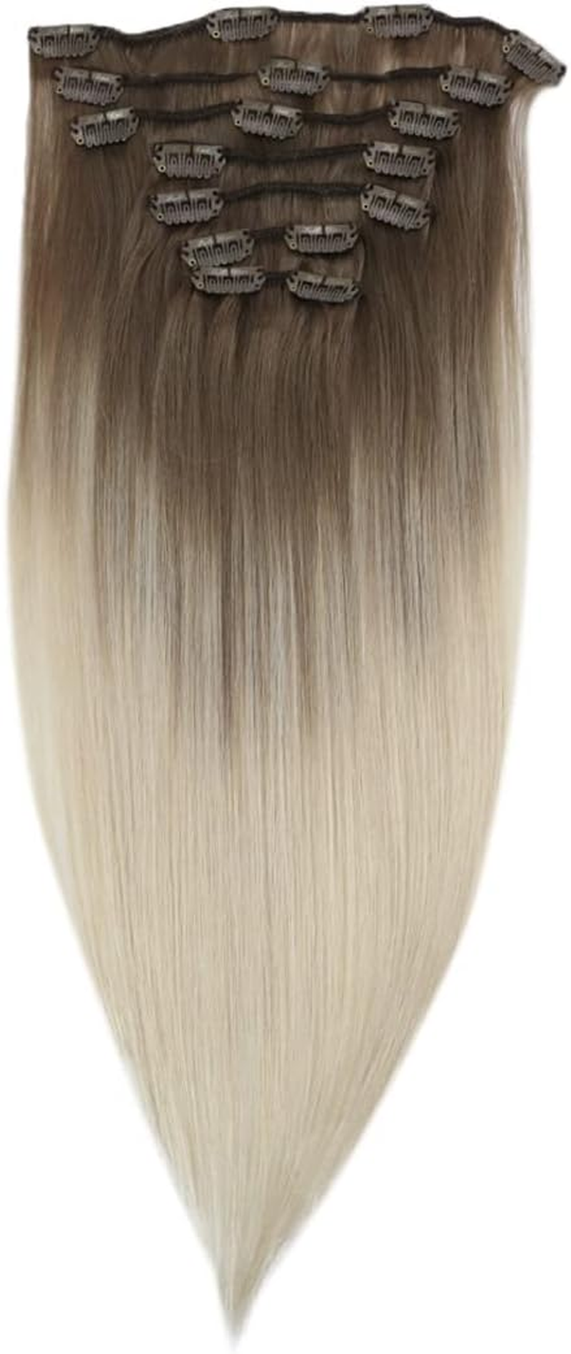 50 Grams Clip on Human Hair Extensions 2/6/18 Color 7Pcs 14Inch 100% Machine Remy Human Hair 4 18 20 Inches 50 Gram per Set image number 2