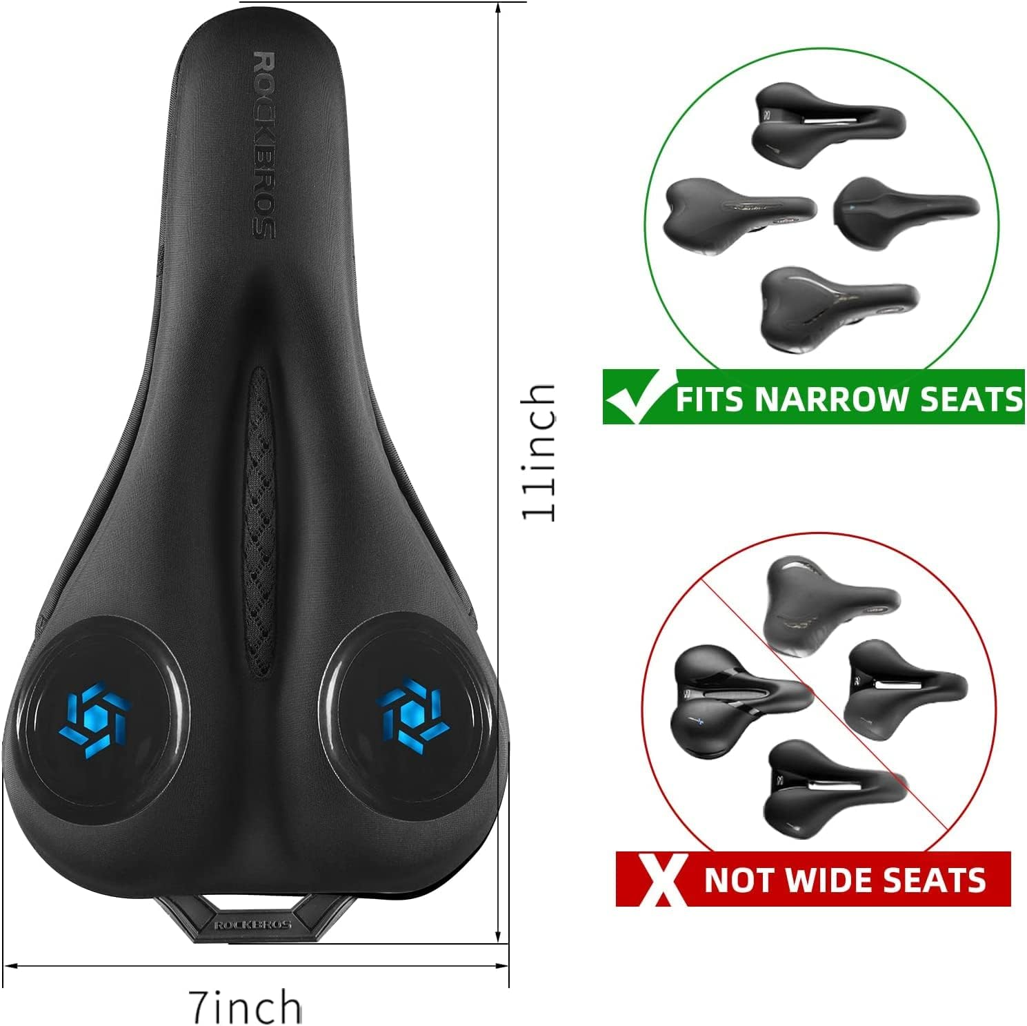 ROCKBROS Gel Seat Cushion Cover for Spin Stationary Exercise Bike, Mountain Road Cycling Saddle with Rain Cover - Red/Blue image number 3