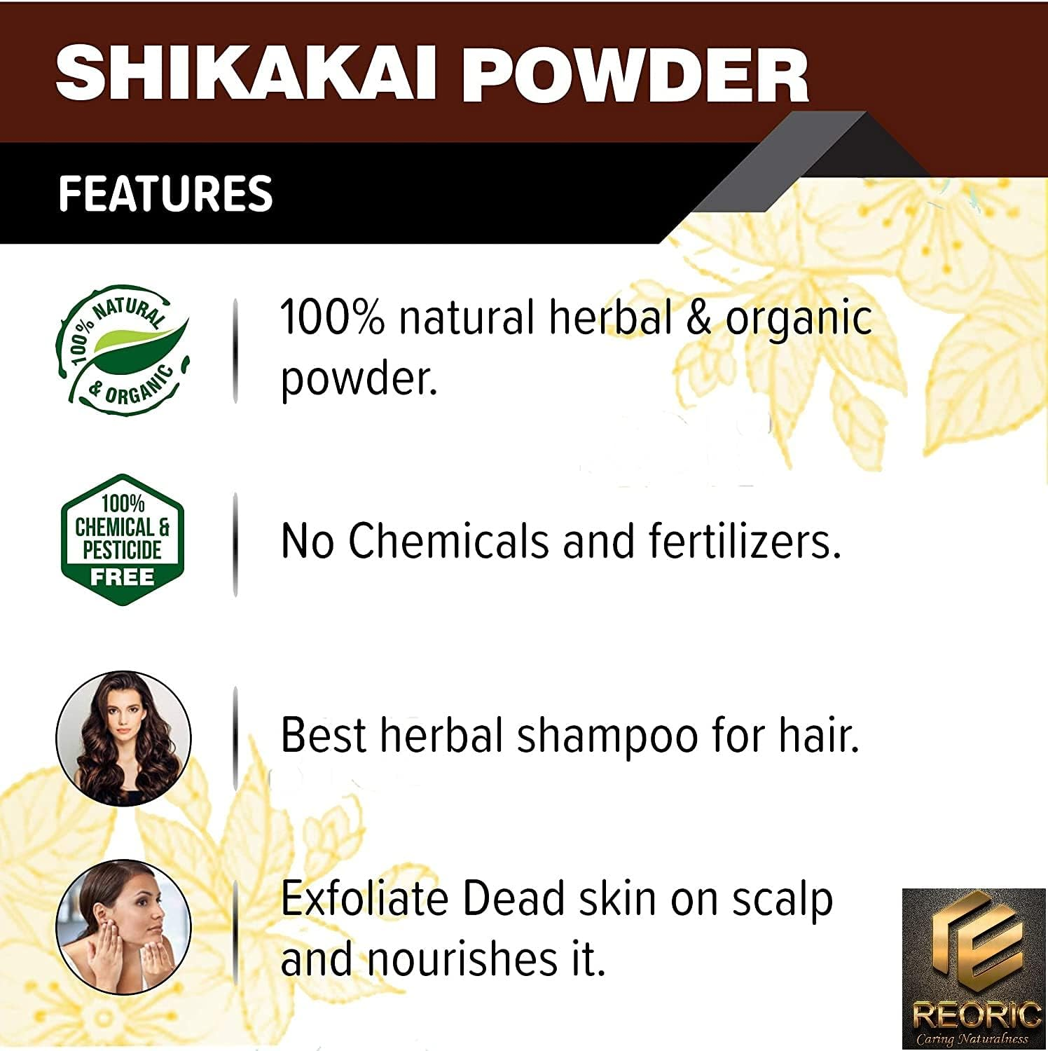 Reoric Reetha Amla Shikakai Bhringraj Powder |Aritha Powder |Soap Nuts for Hair |Indian Gooseberry Powder |Shikakai Powder |Acacia Concinna |Bhringraj Powder |Eclipta Alba(400G, Pack of 4) image number 3