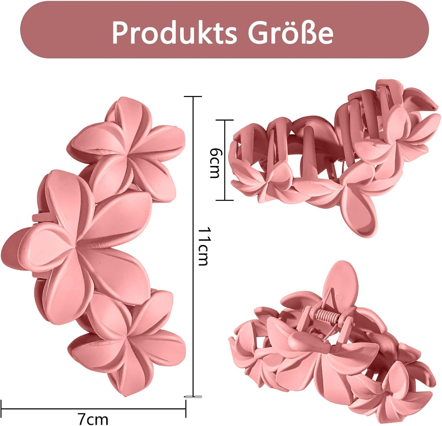 Pack of 5 Flower Hair Clips, Matte Hair Clips, Non-Slip Flower Hair Clip, Large Hair Clips for Women, Girls, Hair Styling Accessories for Women, Curly Long Straight Hair image number 1