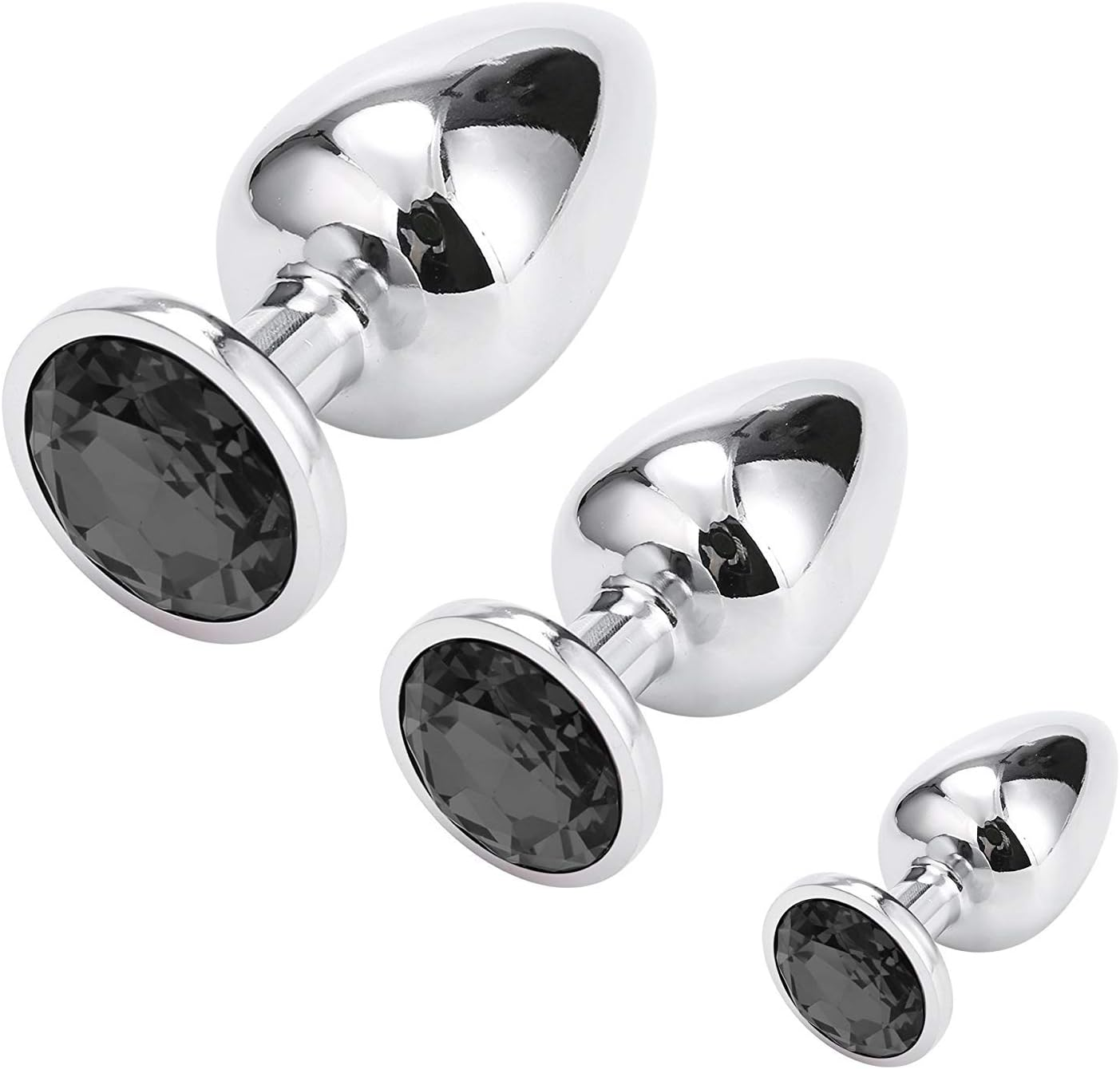 Anal Butt Plug, Greenpinecone Small + Medium + Big Set Fetish Stainless Steel Anal Butt Plug Anal Plug Hook with Crystal Diamond Beginner 27Mm-33Mm-41Mm Anal Stimulation Toy for Unisex Masturbation image number 5