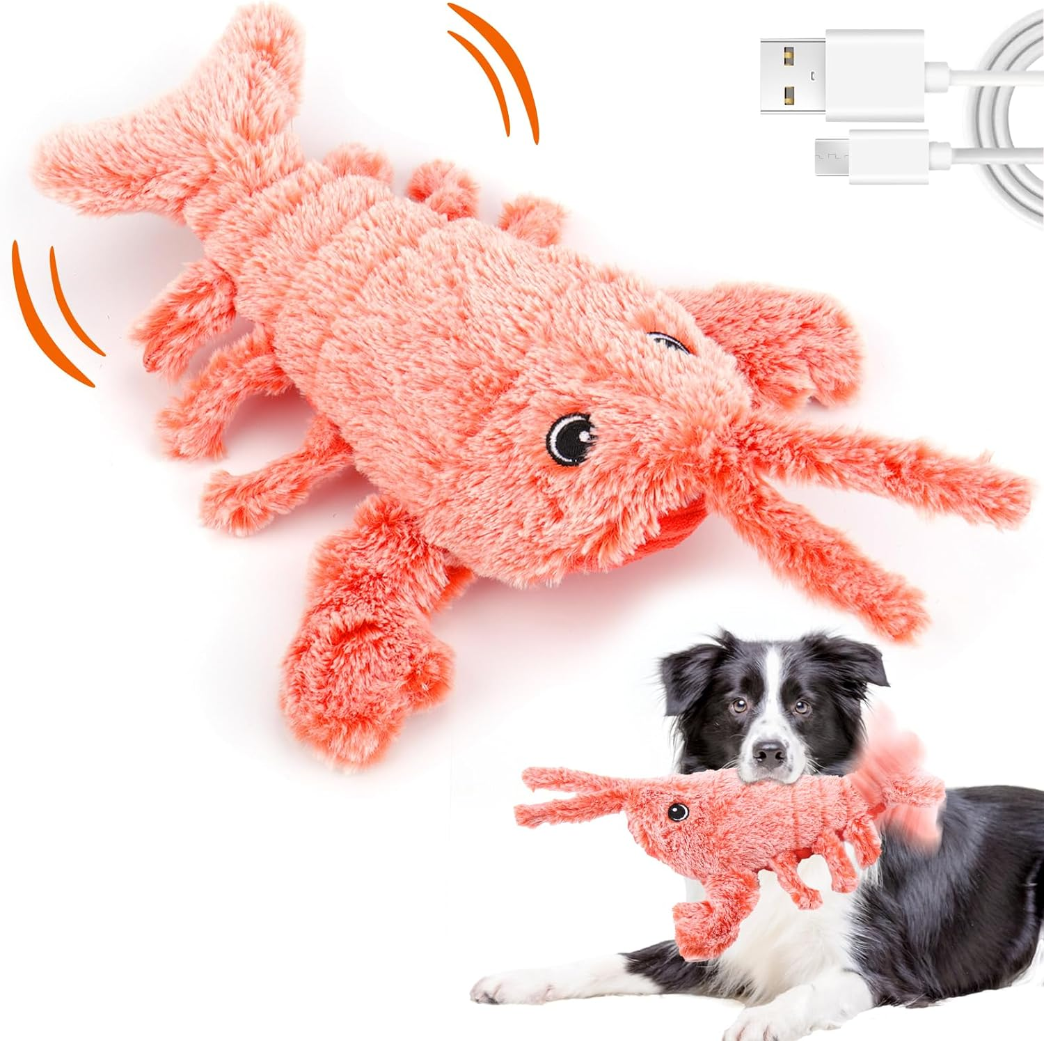 Mity Rain Interactive Dog Toys - Wiggly Lobster for Small Medium Large Dogs, Moving Pet Toy to Keep Them Busy for Boredom, Floppy Smart Motion Activate Enrichment, Rechargeable image number 6