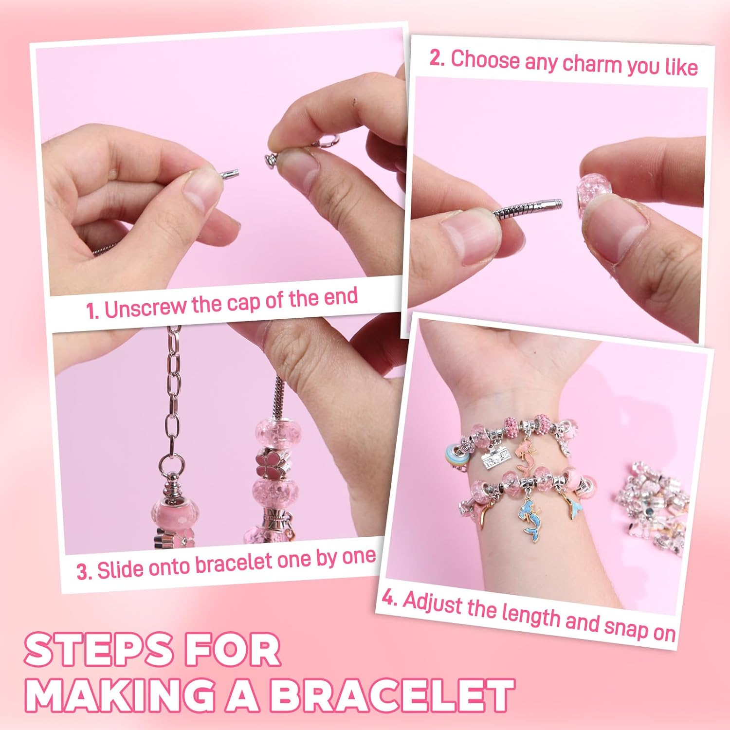 Bracelet Jewellery Making Kit 73Pcs, Kids Toys Girls That Inspires Creativity and Imagination, Crafts for Girls Ages 6-12 with Charm Making Kit Perfect Gifts for 6 7 8 9 10 Girl Self-Expression! image number 1