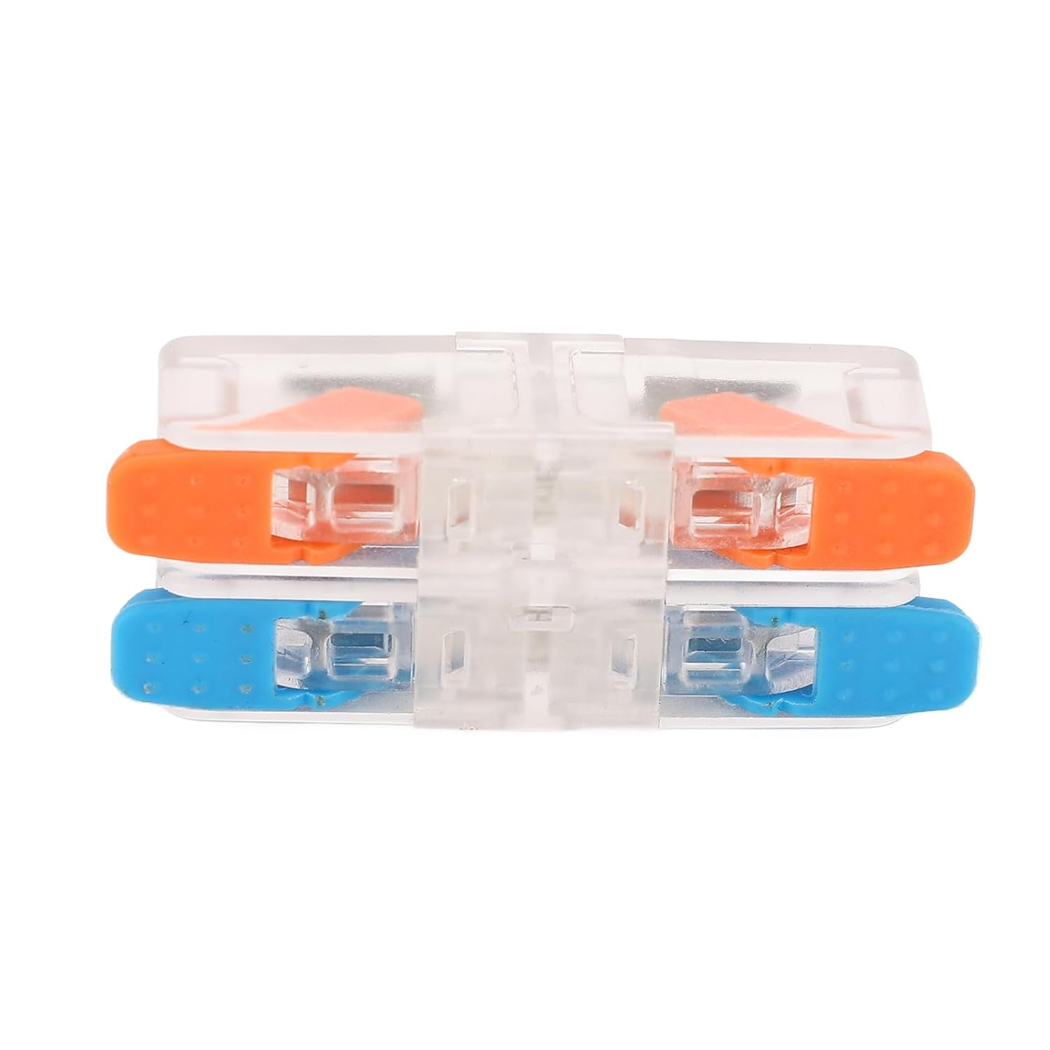 10 Pack Compact Electrical Wire Connectors, 2 in 2 Out Lever Wire Splices, Transparent Body, 41A 450V, Ideal for Circuit Inline Splicing Butt