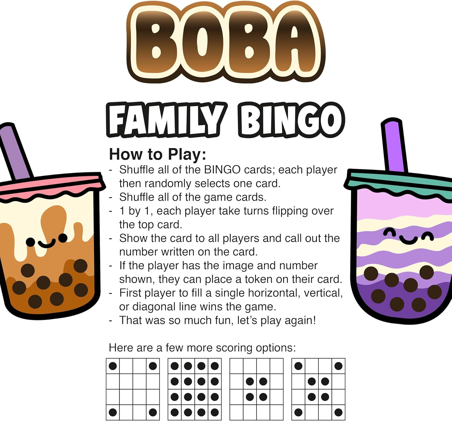 Aquarius Boba Family Bingo Board Game