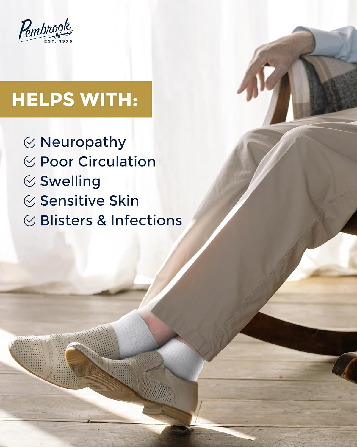 Pembrook Diabetic Ankle Socks - 6 Pairs Low Cut Seamless Diabetic Socks Women & Men, Blue, Ankle Length, Small/Medium-Large/X-Large, 6 Count image number 1