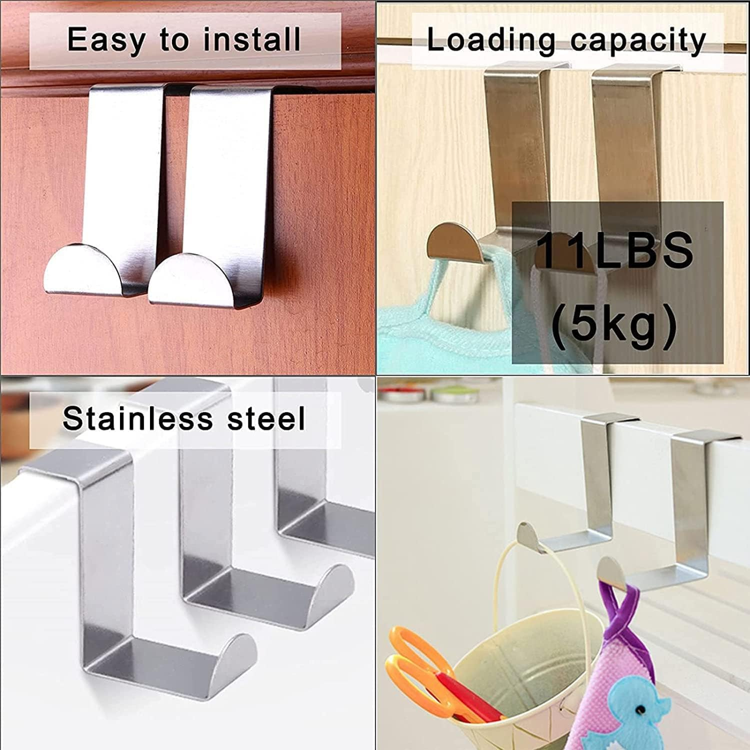 JZS Door Hooks,Over the Door Hangers Hooks Heavy Duty Organizer Hooks for Living Room, Bathroom, Bedroom, Kitchen Hanging Clothes,Towels,Hats,Coats,Bags,10 X Z Type Hook and 10 X S Type Hook,20Pcs