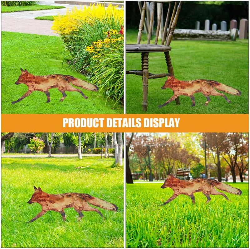 BESPORTBLE Garden Decoration, Metal Garden Yard Art Decor Statues Fox Garden Stakes Farmhouse Yard Ornaments Ornament Yard Lawn Decor Iron image number 6