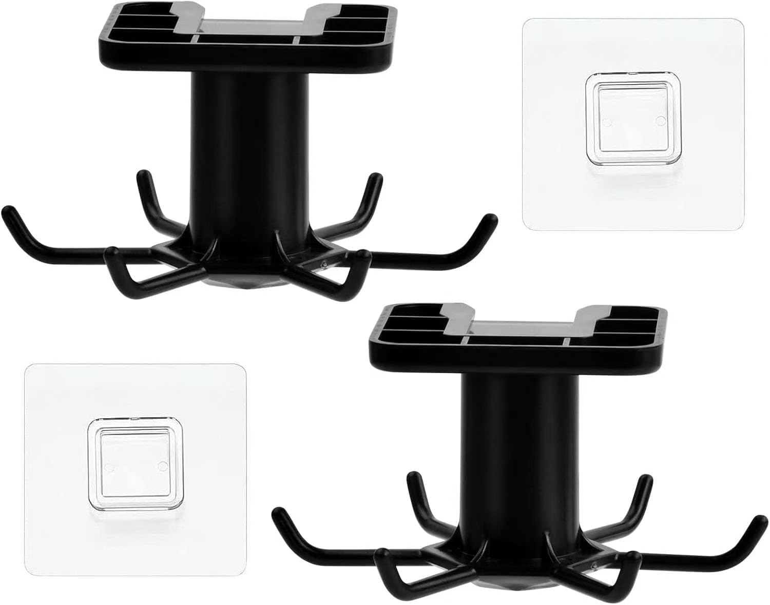 Under Cabinet 360&deg; Rotatable Kitchen Hooks with 6-Claws, 2Pcs 360&deg; Rotating Folding Hook under Cabinet Utensil Hanger, 360&deg; Rotating under Shelf Hooks with 6 Claws image number 1