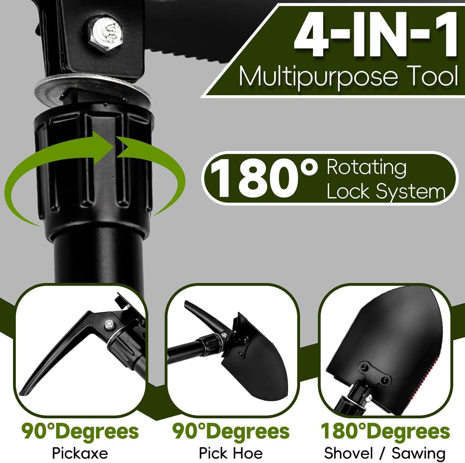 Mini Folding Gardening Shovels High Carbon Steel Portable Camping Shovel for Military Style Entrenching Tool,Camping,Hiking, Digging,Backpacking,Car Emergency Multi Tool image number 6