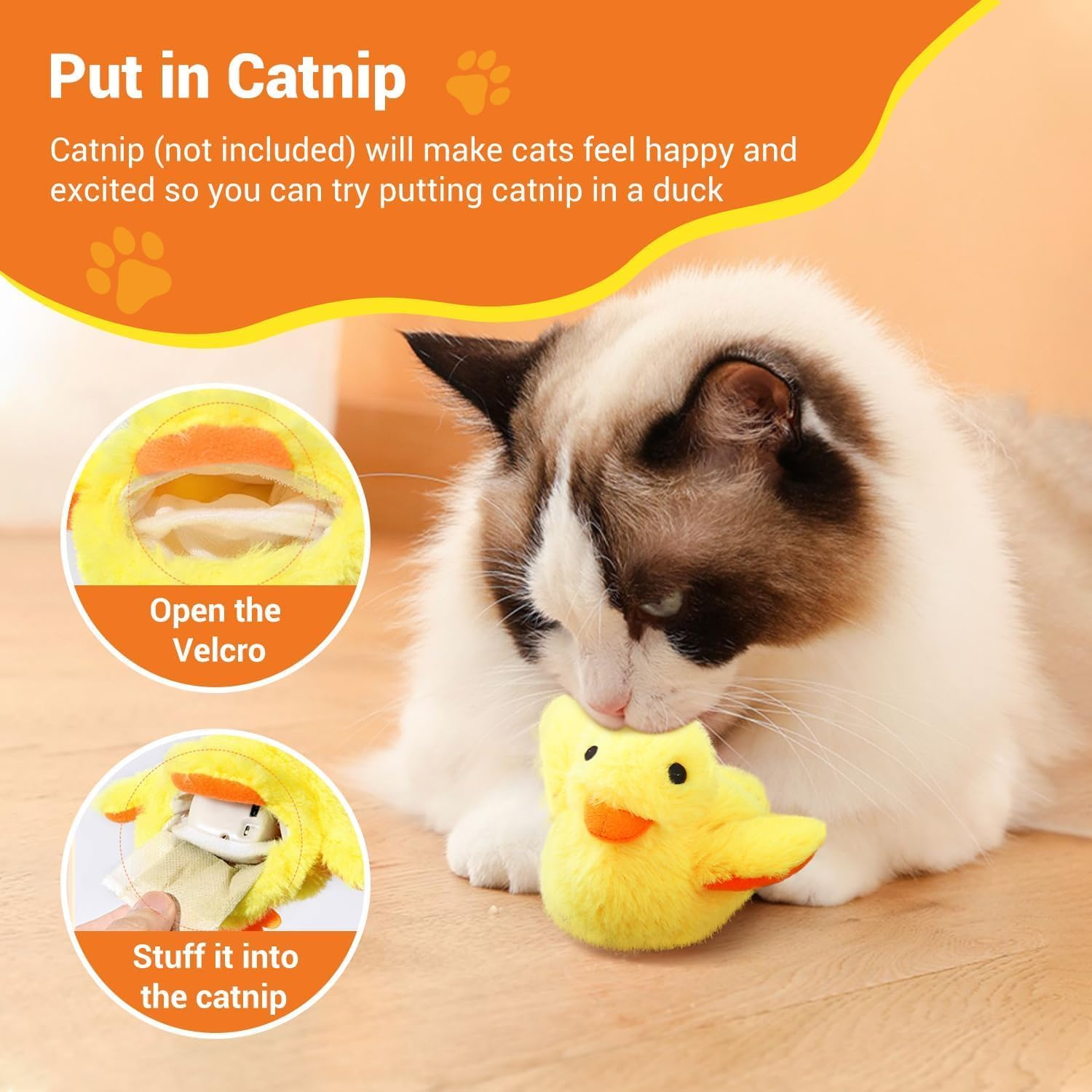 Interactive Cat Toys, Three Different Game Modes, with Simulated Duck Quack Sound, Electric Cat Toy, Realistic Plush Duck USB Charging Washable for Indoor Cats image number 2