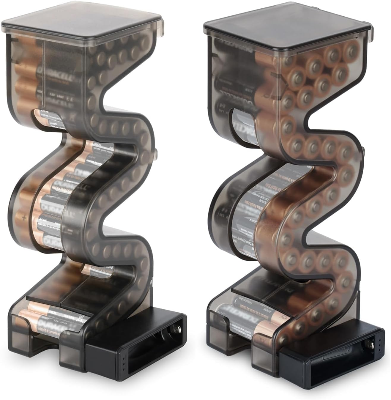 KIWIFOTOS 27 AA & 35 AAA Combo Battery Case Holder with Tester, Pegboard Wall Mount Battery Organizer Dispenser for AAA Batteries Caddy Storage Rack image number 4