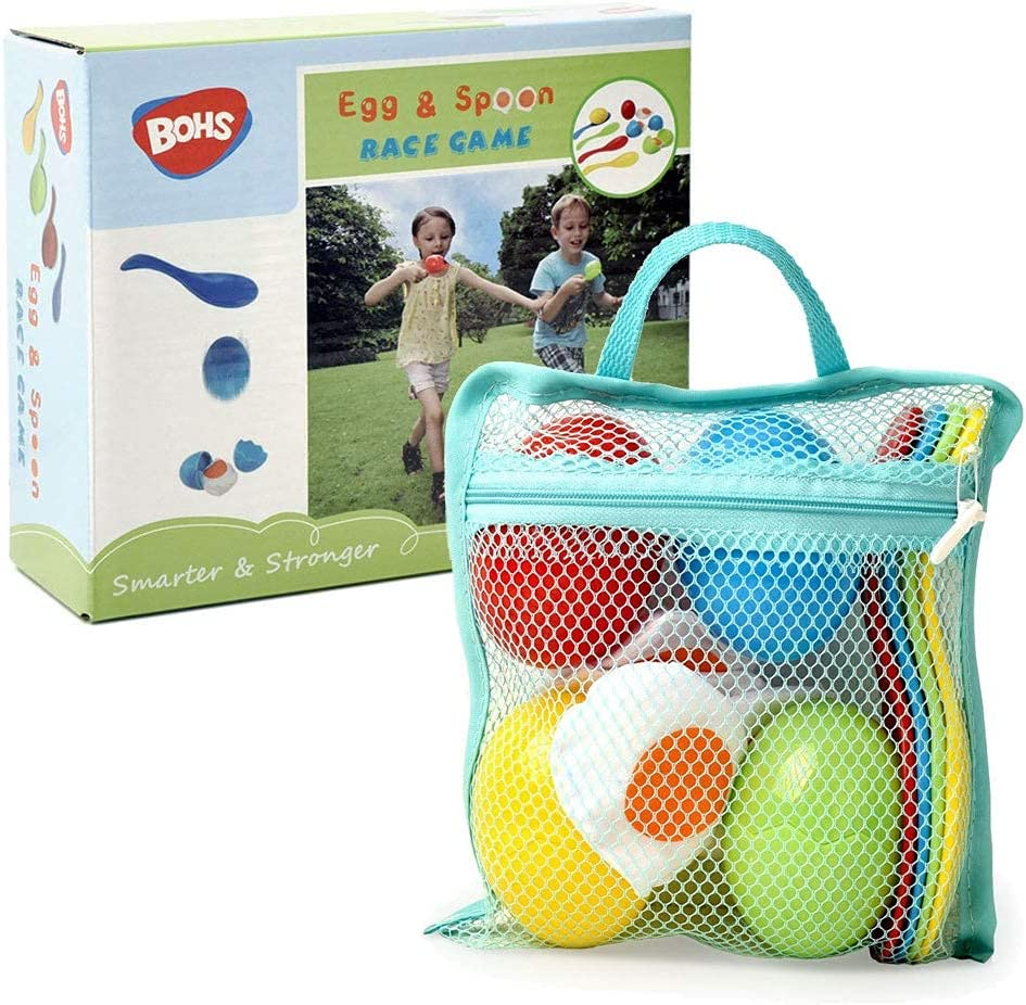 BOHS Egg Spoon Race Game with Yolk - Kids Outdoor Activity for Kindergarten, Backyard Parties, and Easter Day image number 1