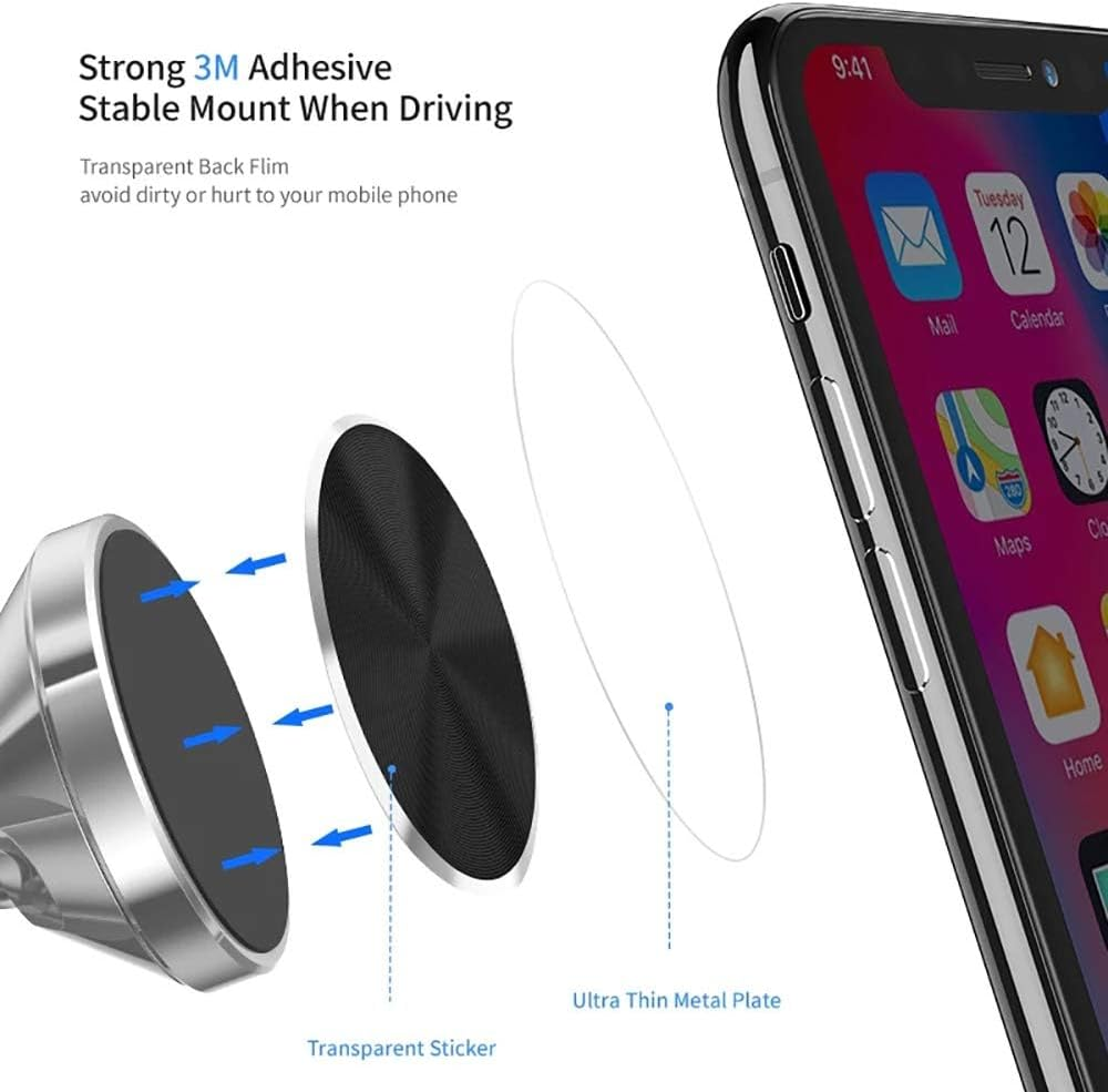 IKEEP Metal Plates Replacement Set 4 Pack for Magnetic Car Mount. Kit of 4 Black round Discs without Holes for Case Back, Phone Magnets. Strong 3M Adhesive Backing Circular Cell Phone Holder Stickers image number 3