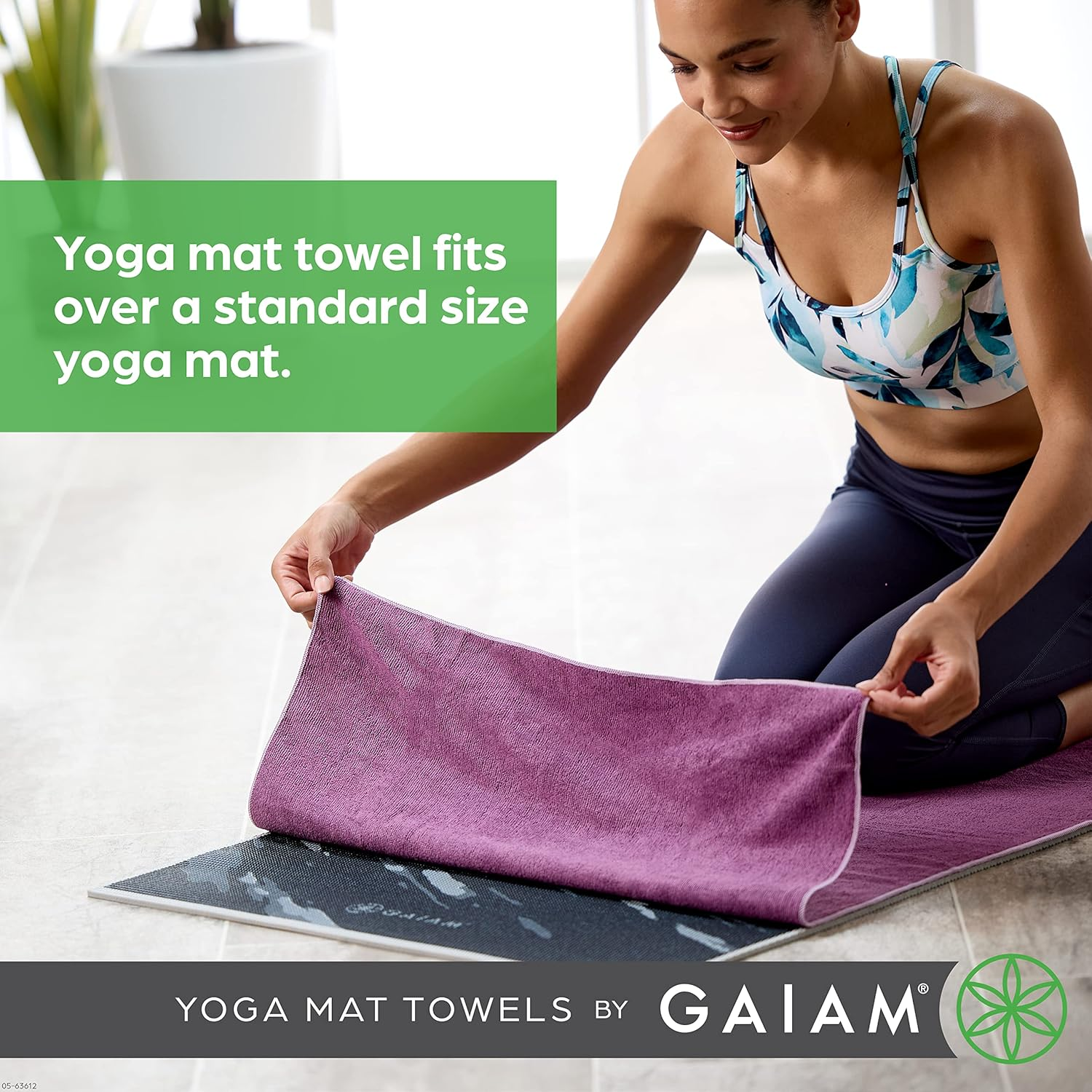 Gaiam Yoga Mat Towel Microfiber Mat-Sized Yoga Towel for Hot Yoga (68" L X 24" W), Folkstone Grey image number 1