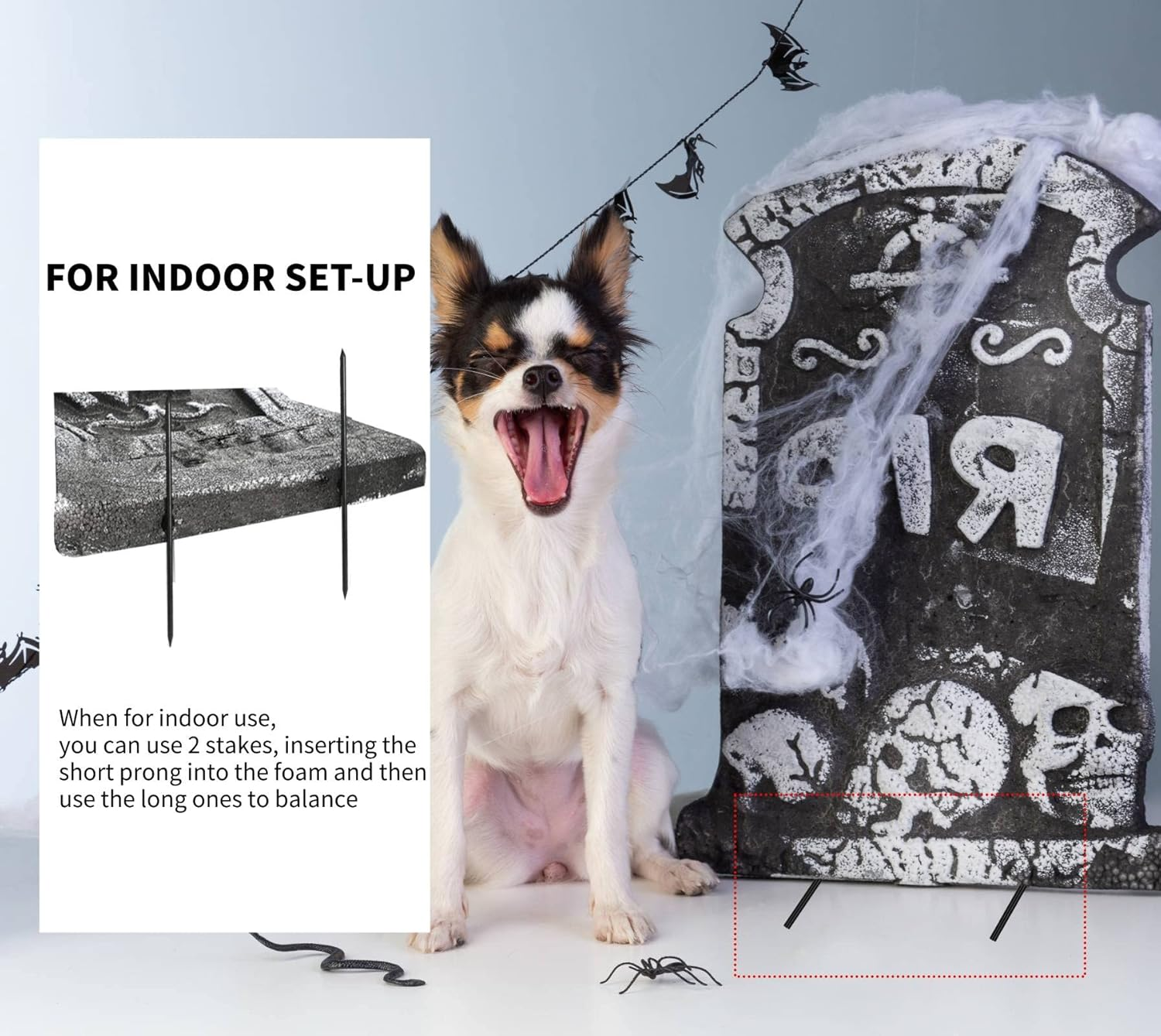 Halloween Tombstone Stakes 6.50 X 3.1 Inches Foam Graveyard Stakes 1/6 Inch Diameter Bold T Shape Metal Stakes for Halloween Tombstone Indoor and Yard Outdoor Decorations (24) image number 2